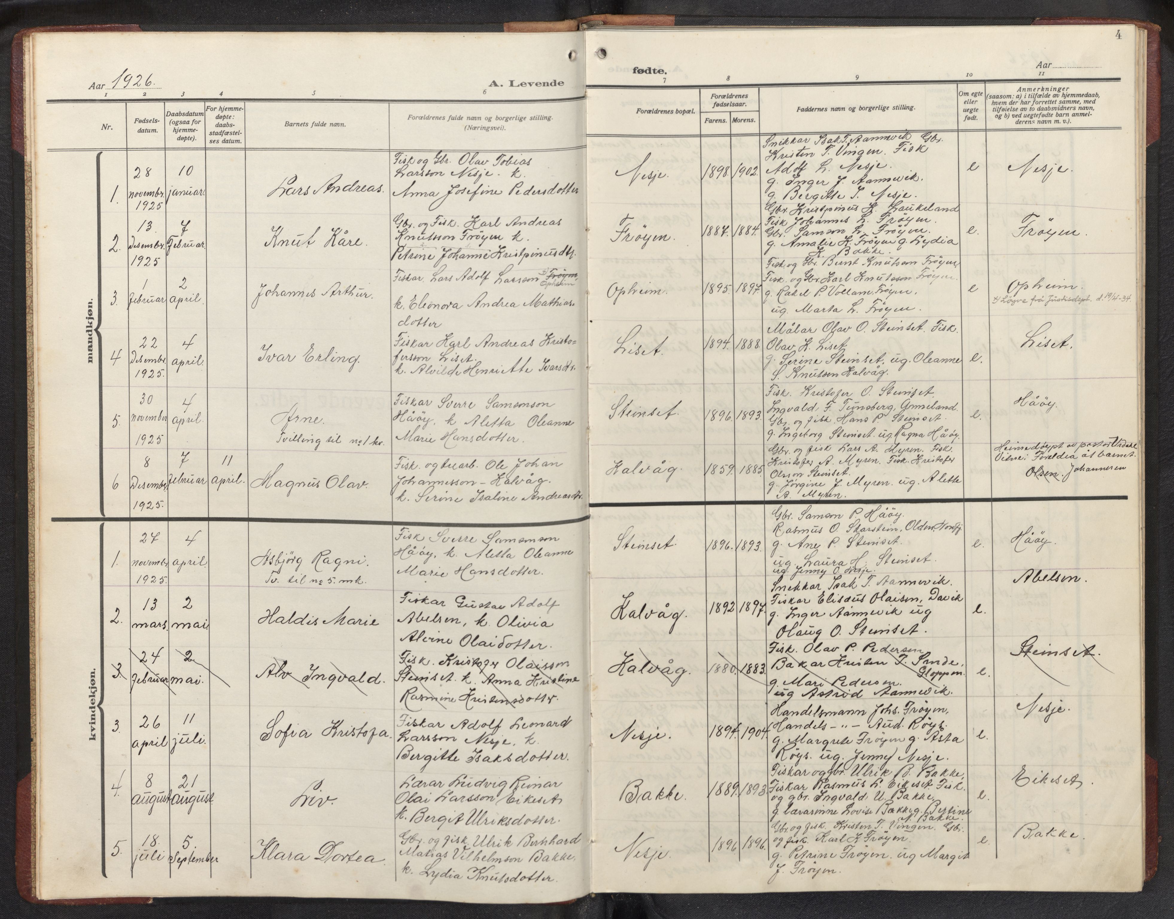 Bremanger sokneprestembete, SAB/A-82201/H/Hab/Habb/L0002: Parish register (copy) no. B 2, 1926-1945, p. 3b-4a