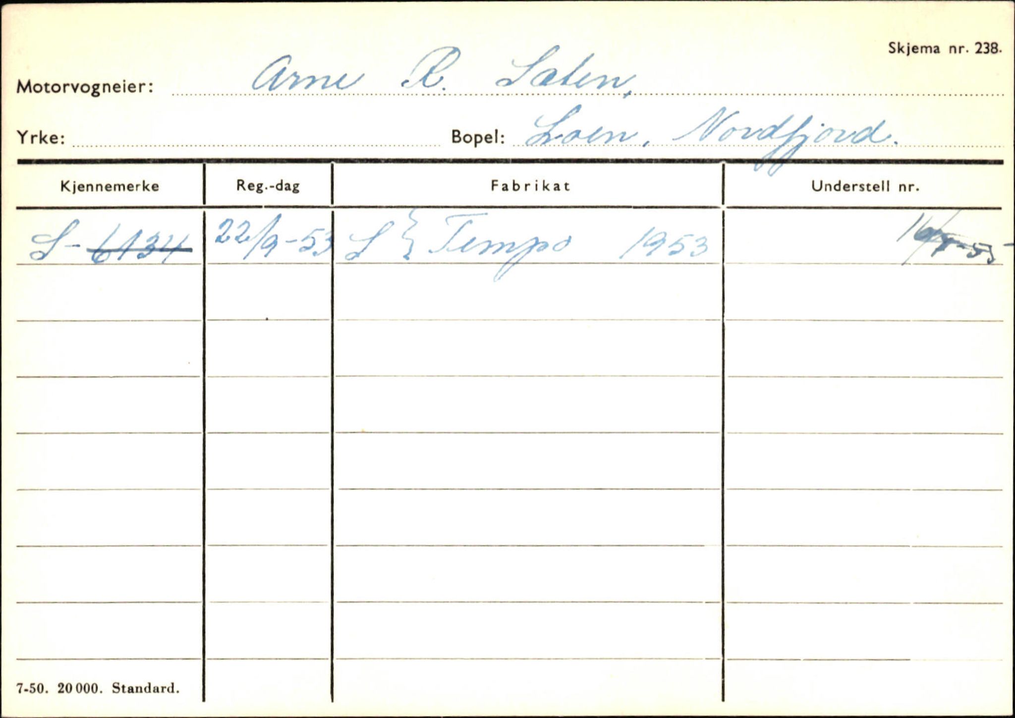 Statens vegvesen, Sogn og Fjordane vegkontor, SAB/A-5301/4/F/L0131: Eigarregister Høyanger P-Å. Stryn S-Å, 1945-1975, p. 1743