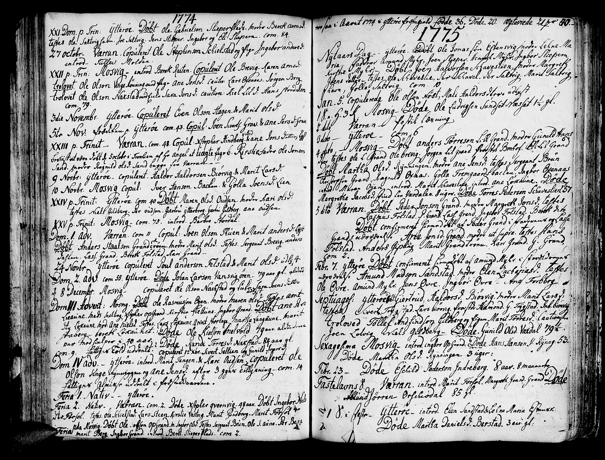 Ministerialprotokoller, klokkerbøker og fødselsregistre - Nord-Trøndelag, SAT/A-1458/722/L0216: Parish register (official) no. 722A03, 1756-1816, p. 80