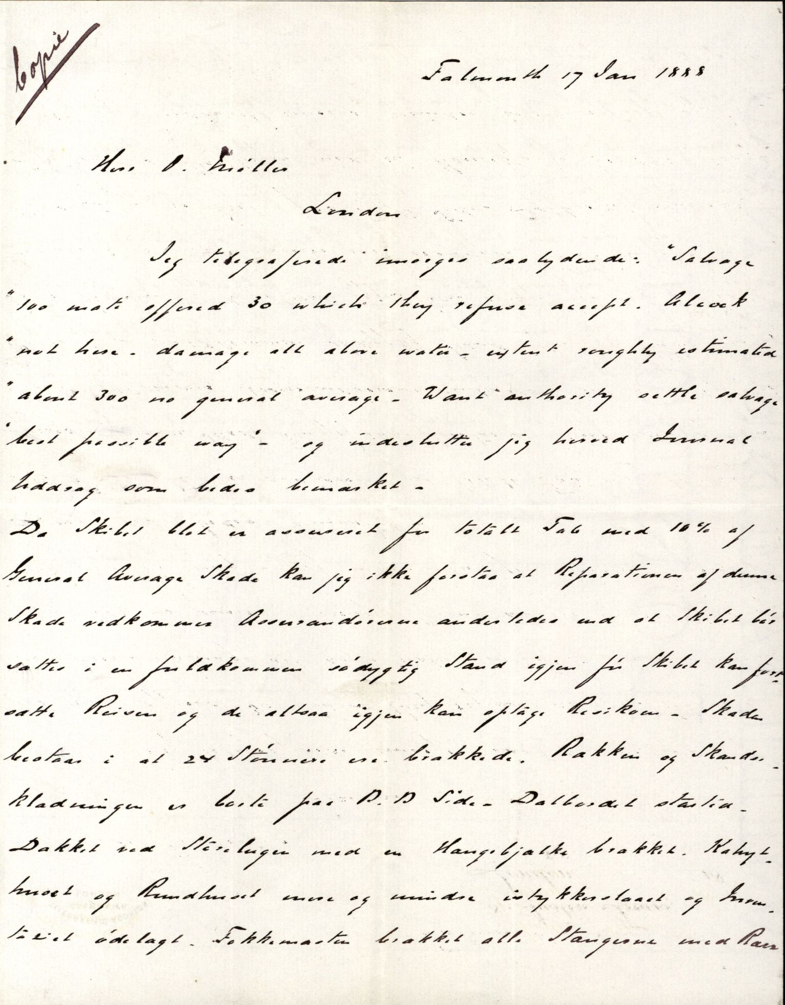 Pa 63 - Østlandske skibsassuranceforening, VEMU/A-1079/G/Ga/L0022/0010: Havaridokumenter / Salvator, Sleipner, Speed, Spica, Stjernen, 1888, p. 76