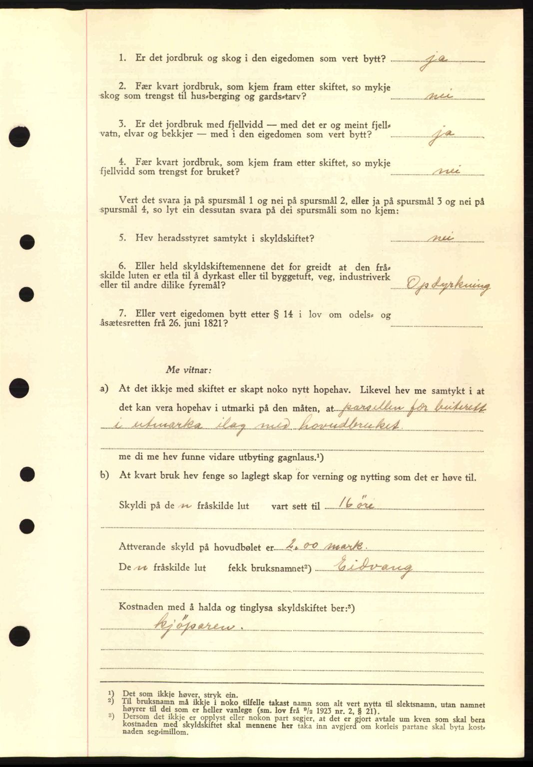 Nordre Sunnmøre sorenskriveri, SAT/A-0006/1/2/2C/2Ca: Mortgage book no. A11, 1941-1941, Diary no: : 1338/1941