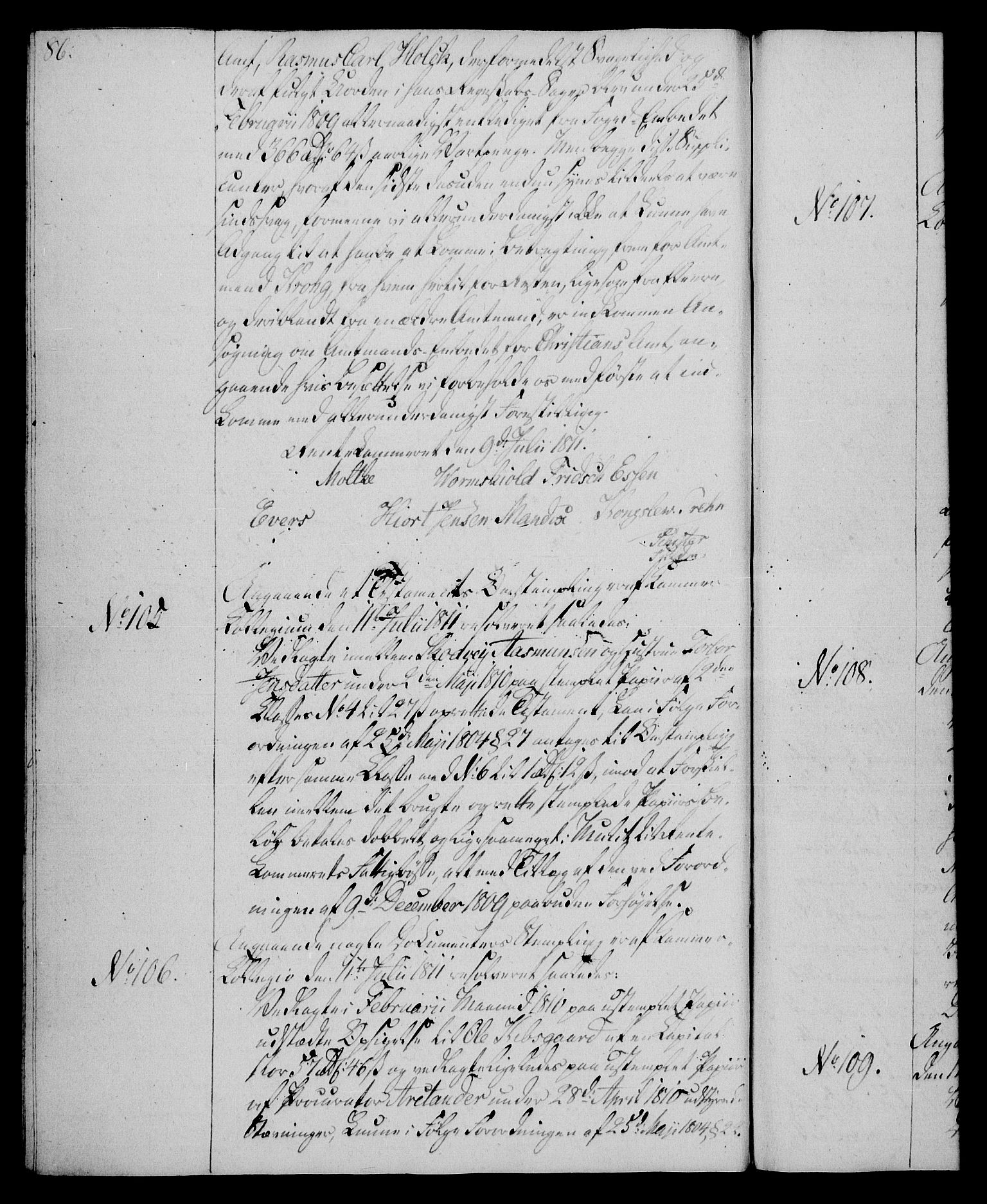 Rentekammeret, Kammerkanselliet, RA/EA-3111/G/Gg/Gga/L0020: Norsk ekspedisjonsprotokoll med register (merket RK 53.20), 1811-1814, p. 86