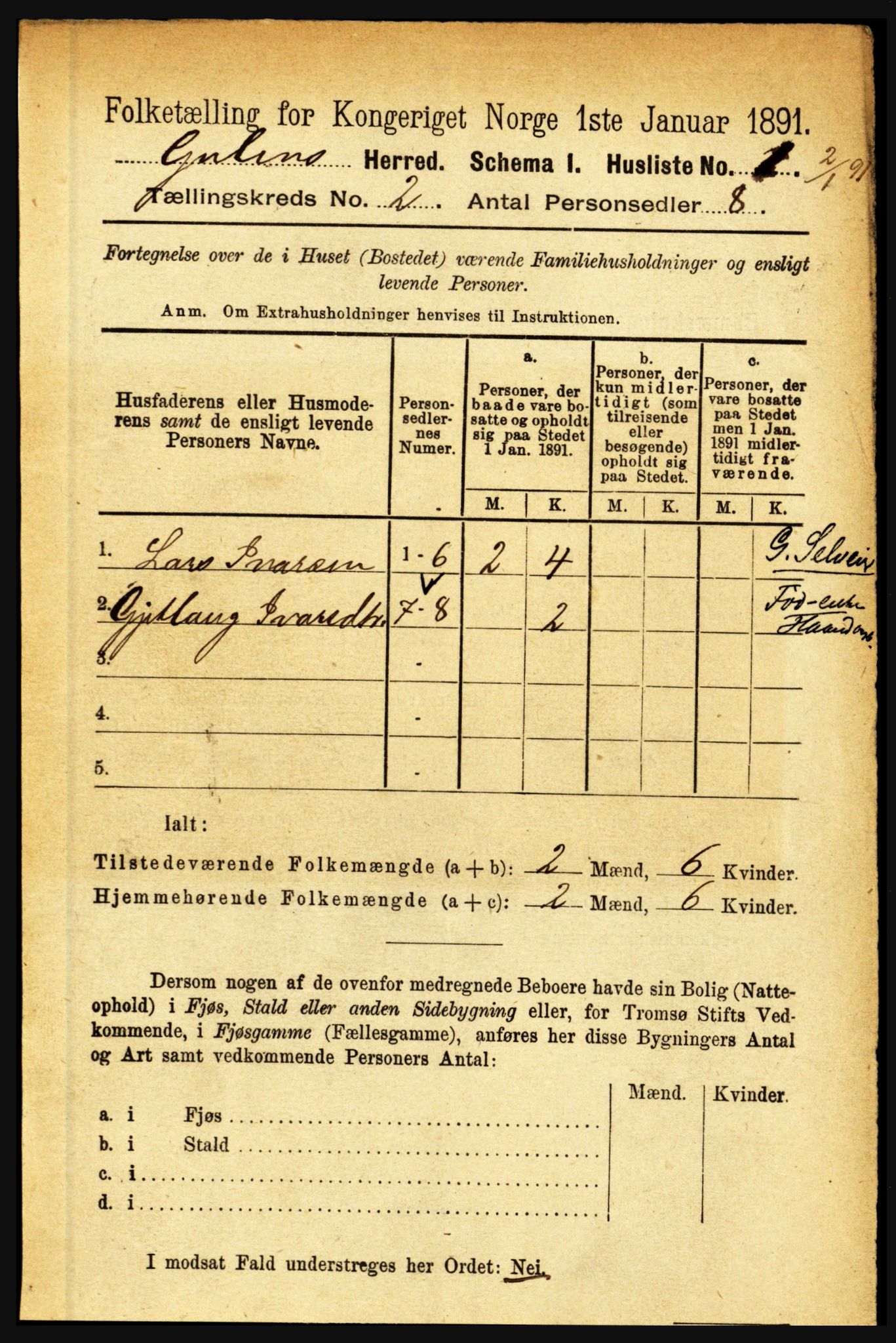 RA, 1891 census for 1411 Gulen, 1891, p. 437