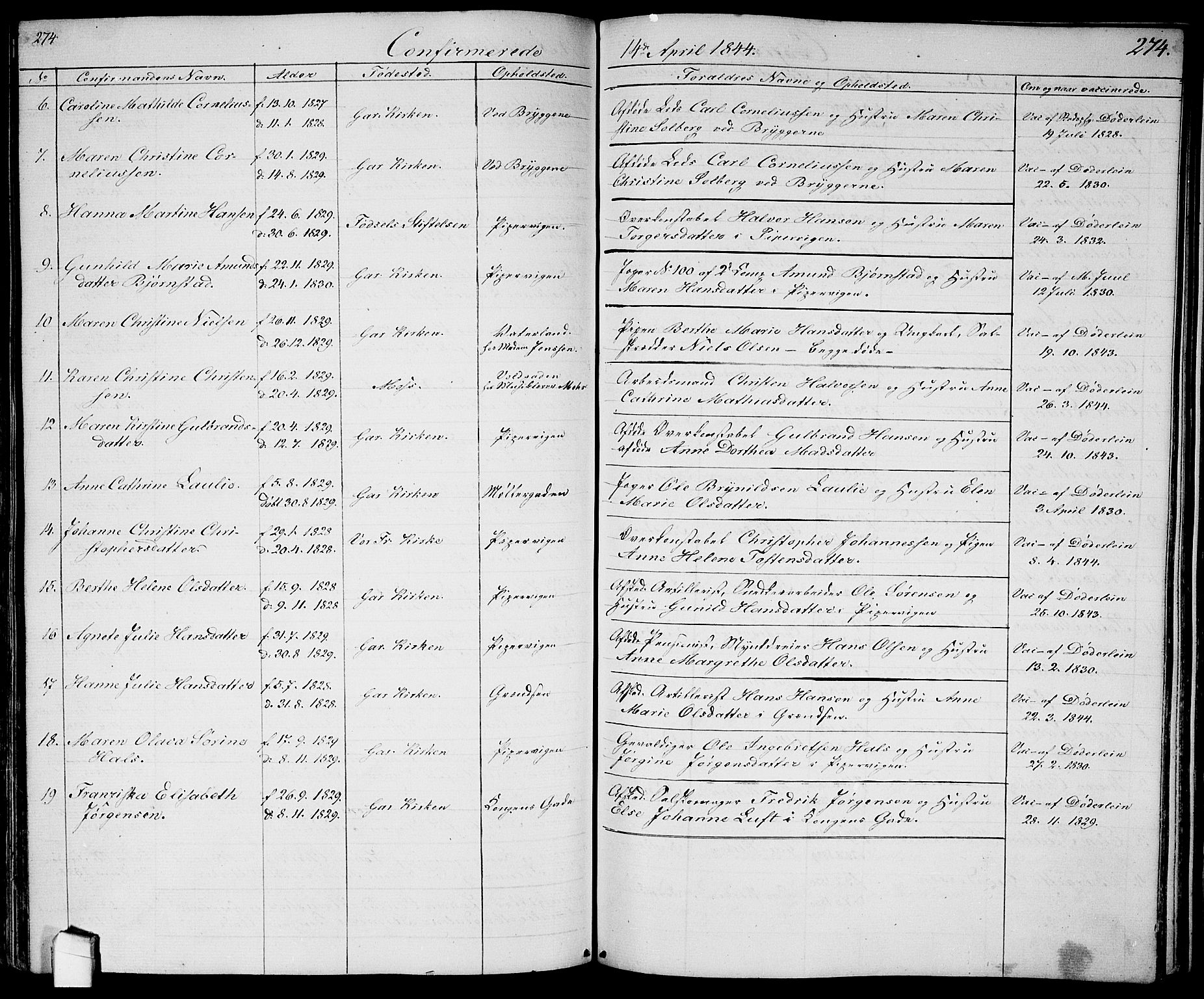 Garnisonsmenigheten Kirkebøker, AV/SAO-A-10846/G/Ga/L0005: Parish register (copy) no. 5, 1841-1860, p. 274