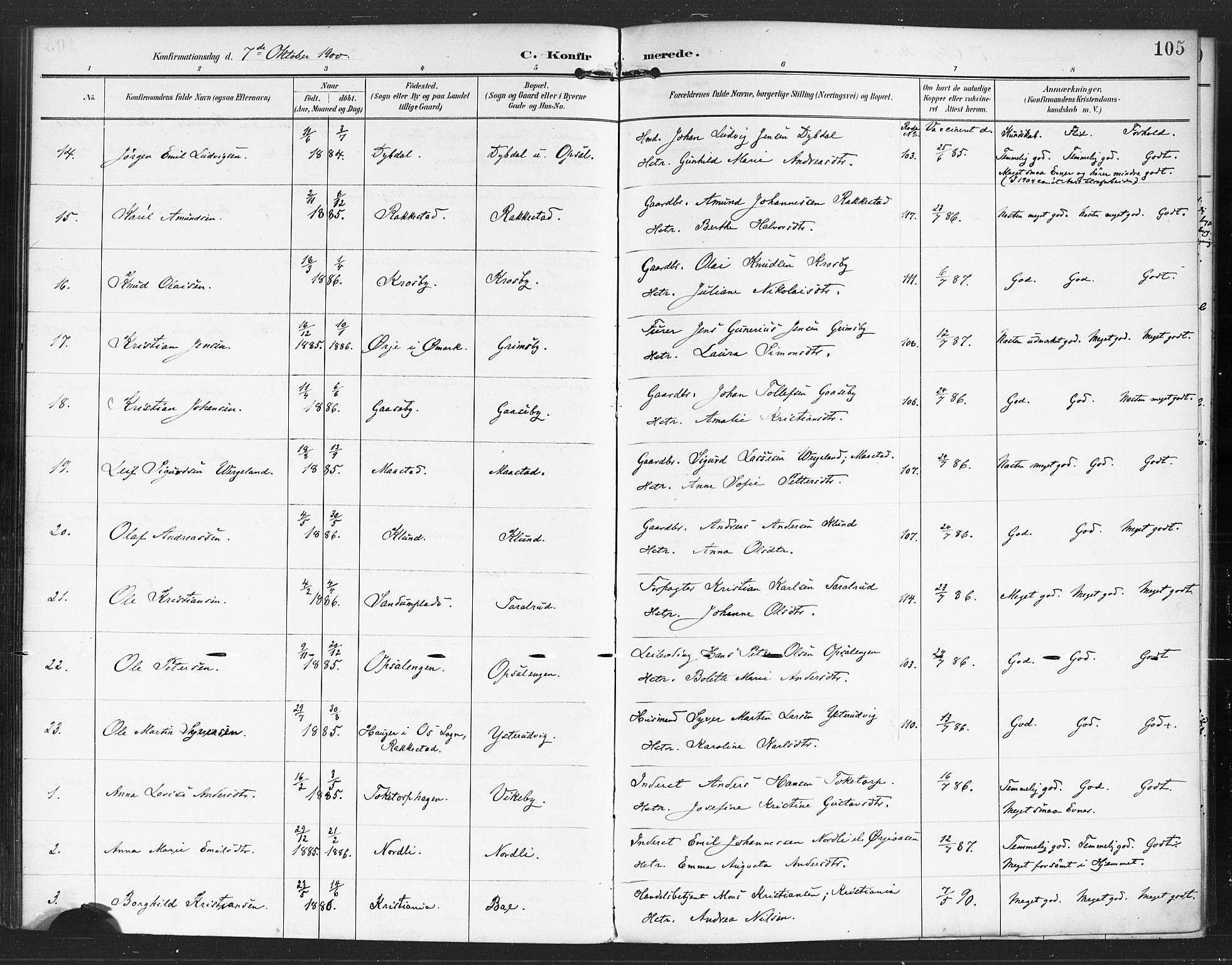 Rødenes prestekontor Kirkebøker, AV/SAO-A-2005/F/Fa/L0010: Parish register (official) no. I 10, 1890-1900, p. 105