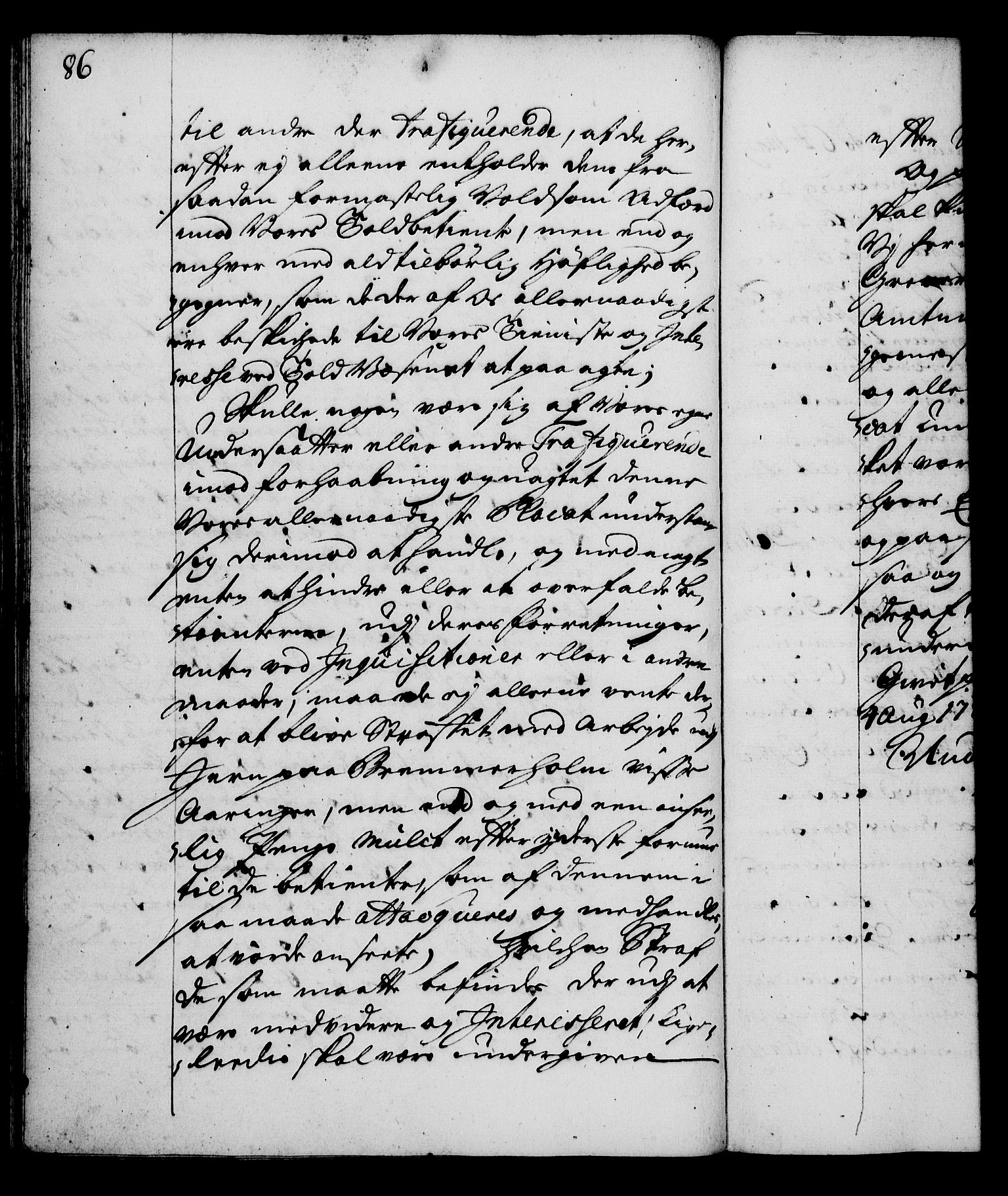 Rentekammeret, Kammerkanselliet, RA/EA-3111/G/Gg/Gga/L0003: Norsk ekspedisjonsprotokoll med register (merket RK 53.3), 1727-1734, p. 86