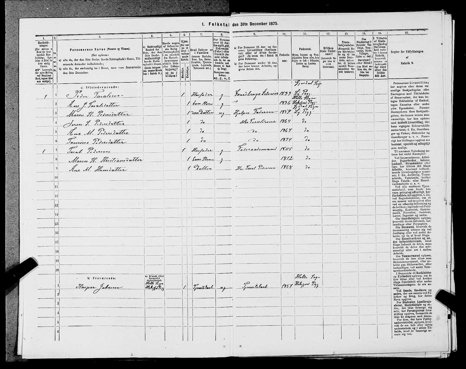 SAST, 1875 census for 1121P Lye, 1875, p. 1034