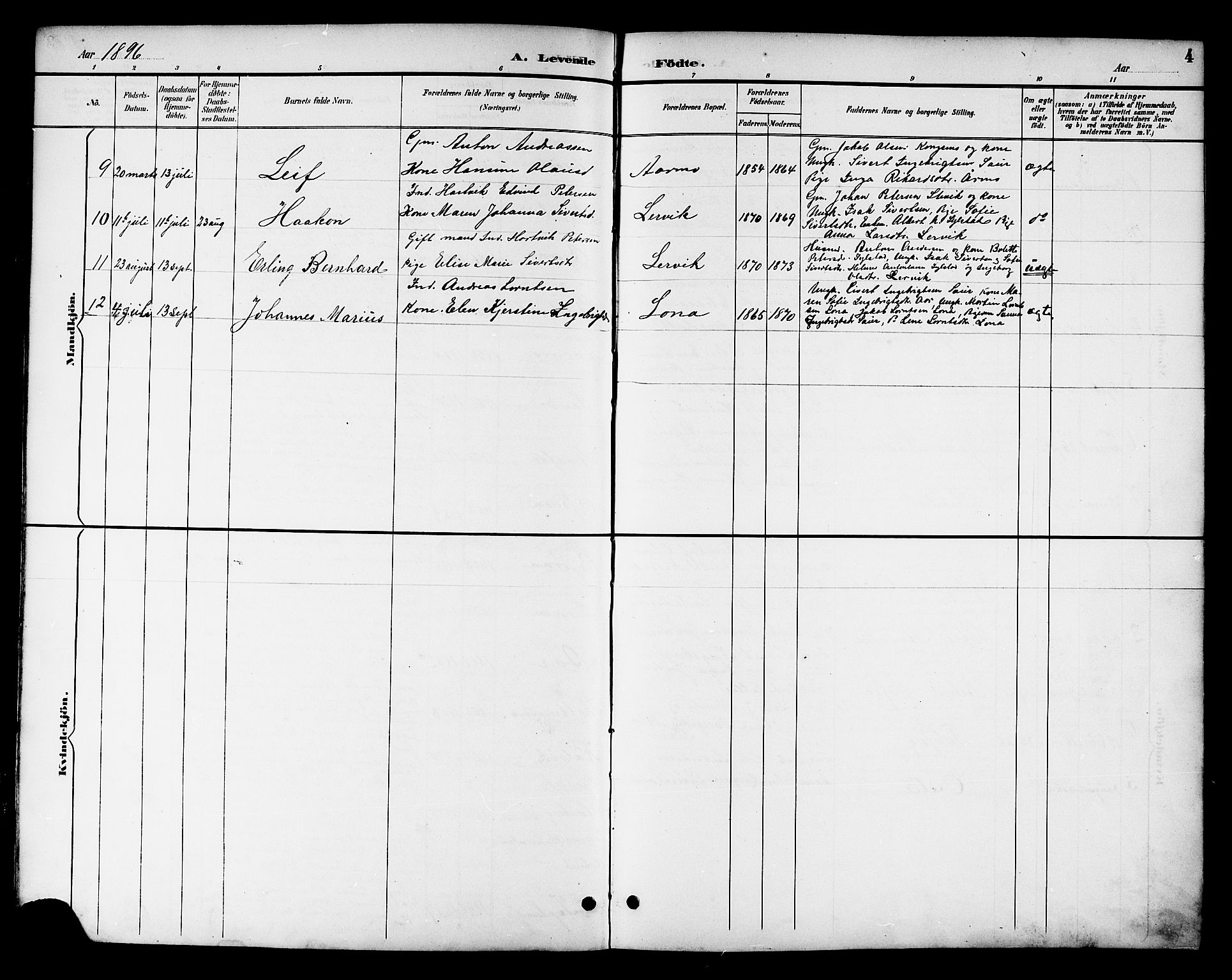 Ministerialprotokoller, klokkerbøker og fødselsregistre - Nord-Trøndelag, SAT/A-1458/783/L0662: Parish register (copy) no. 783C02, 1894-1919, p. 4