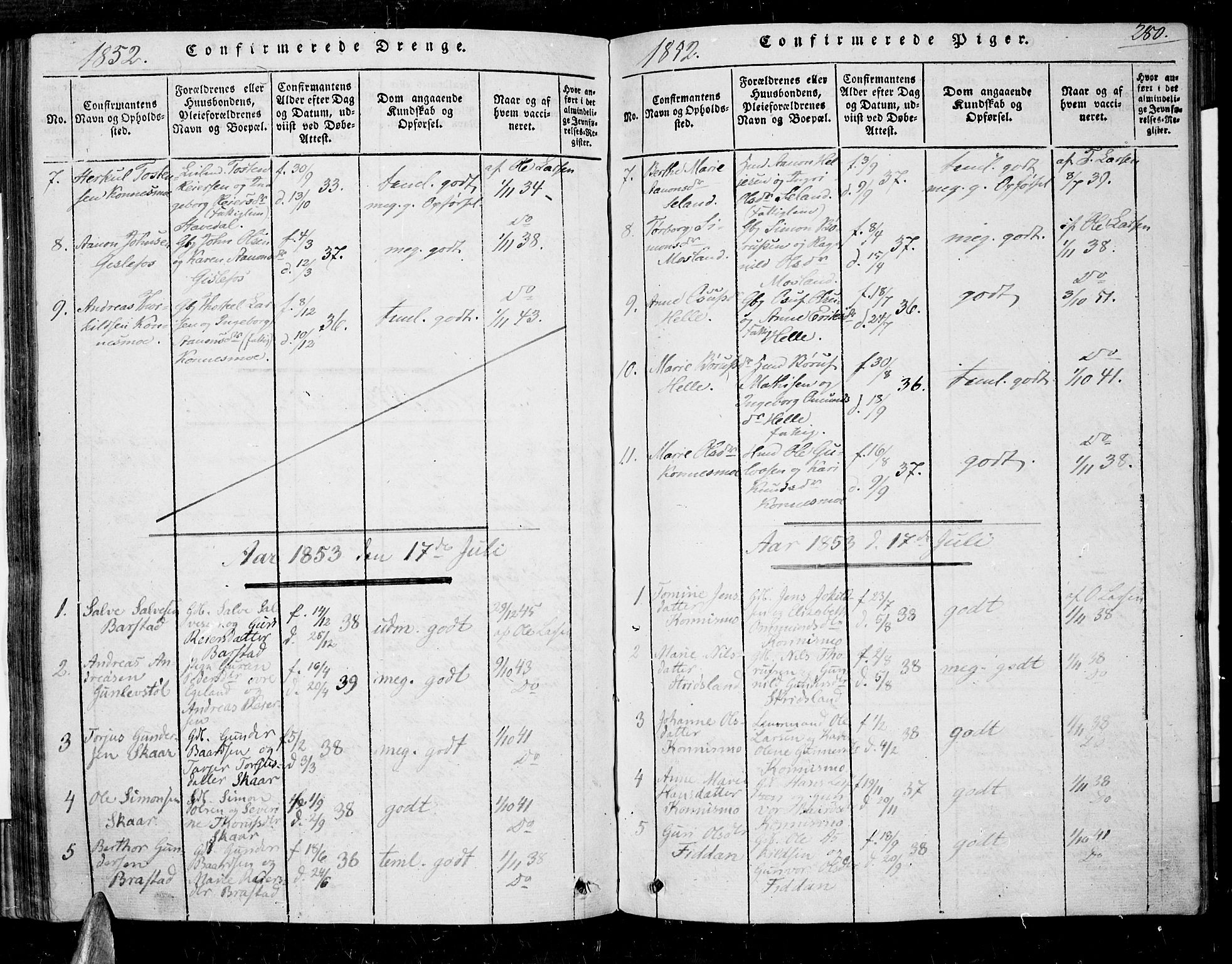 Nord-Audnedal sokneprestkontor, AV/SAK-1111-0032/F/Fa/Faa/L0001: Parish register (official) no. A 1, 1815-1856, p. 280