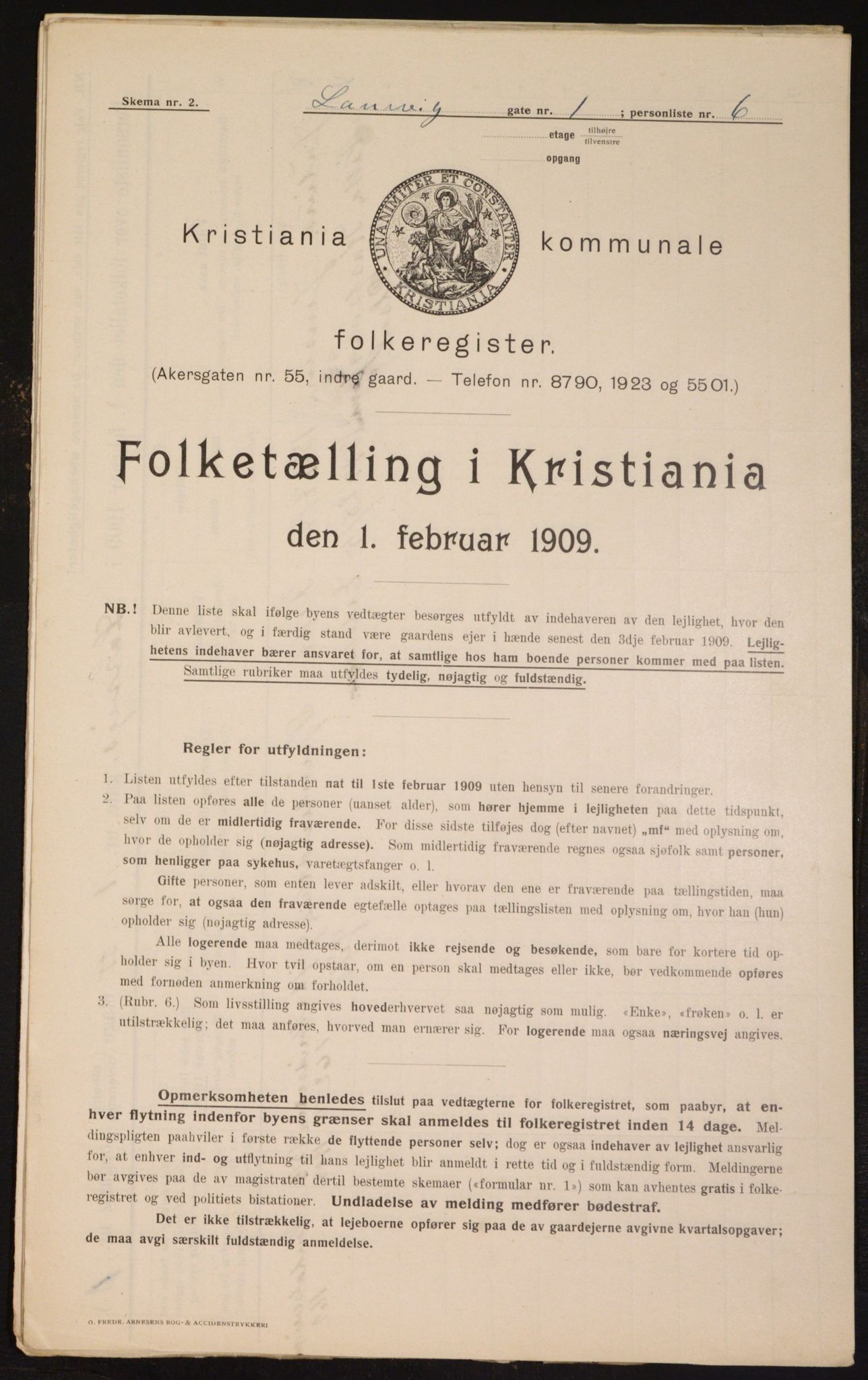 OBA, Municipal Census 1909 for Kristiania, 1909, p. 52093