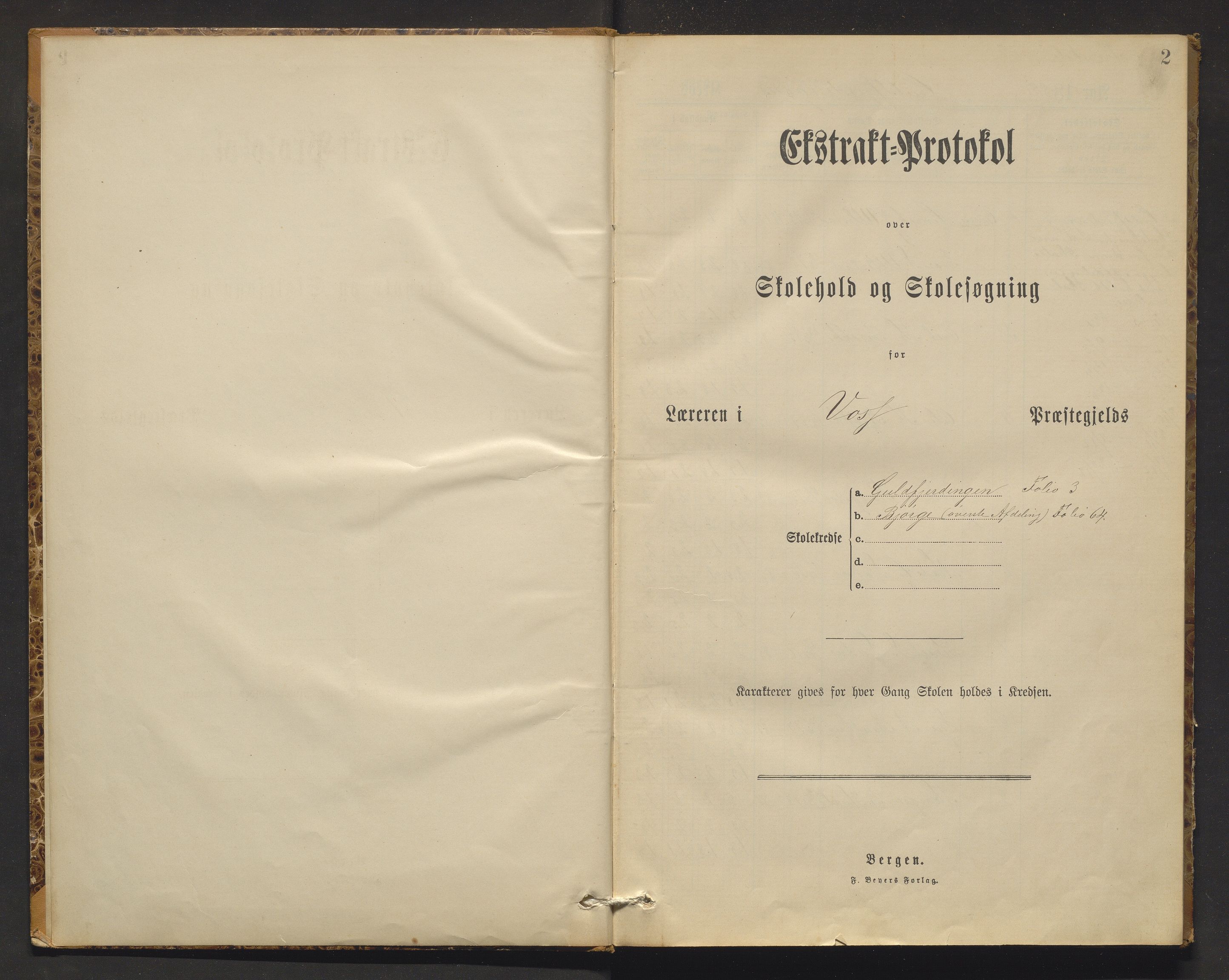 Voss kommune. Barneskulane, IKAH/1235-231/F/Fb/L0001: Skuleprotokoll for Gullfjordungen skule i Bjørge krins, 1889-1892