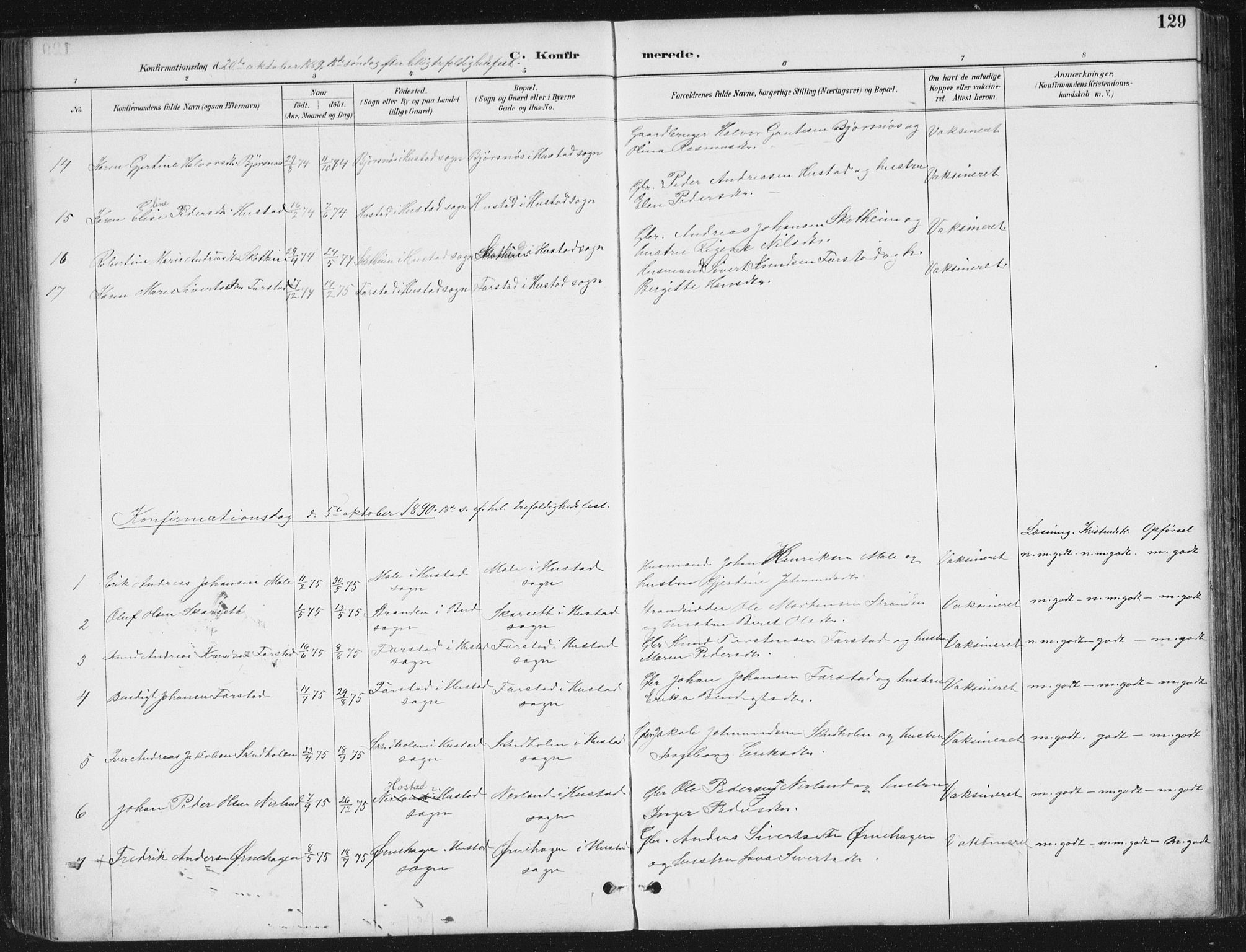 Ministerialprotokoller, klokkerbøker og fødselsregistre - Møre og Romsdal, AV/SAT-A-1454/567/L0783: Parish register (copy) no. 567C03, 1887-1903, p. 129