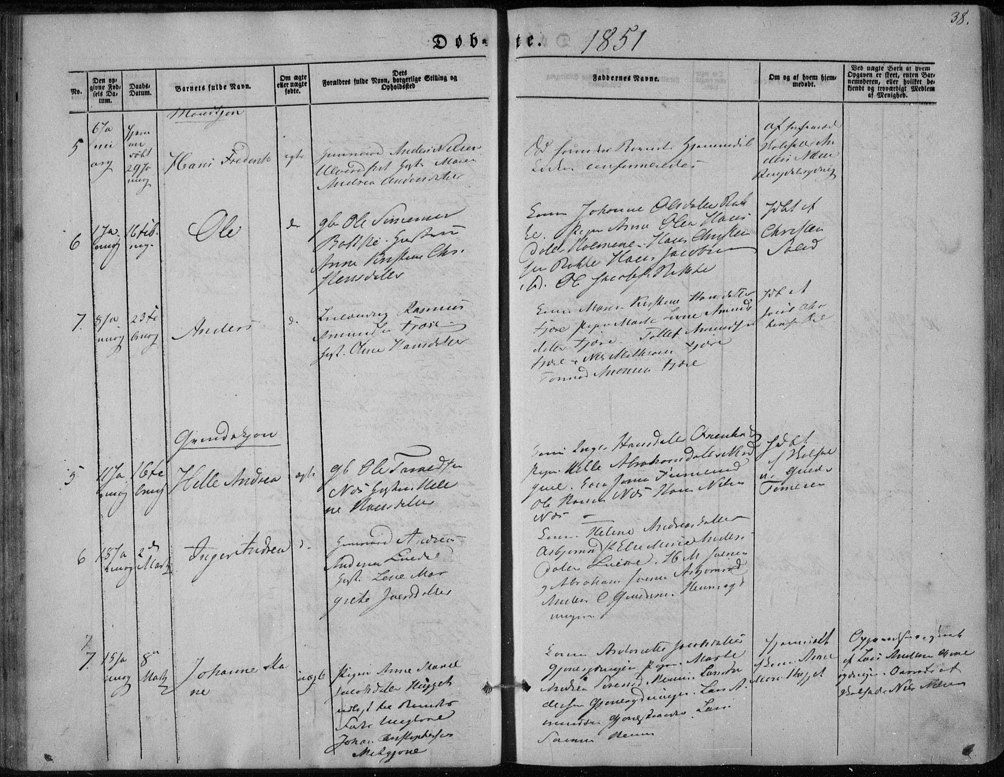 Hedrum kirkebøker, AV/SAKO-A-344/F/Fa/L0006: Parish register (official) no. I 6, 1849-1857, p. 38