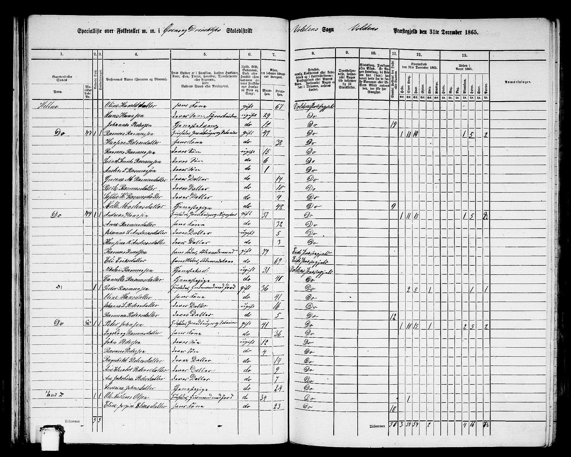 RA, 1865 census for Volda, 1865, p. 35