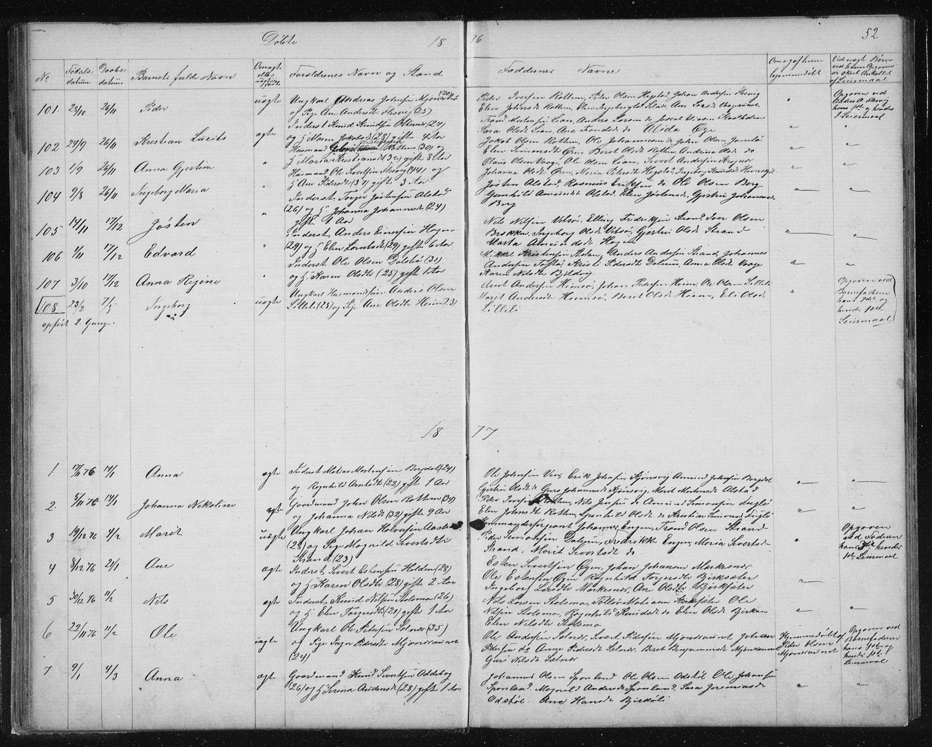 Ministerialprotokoller, klokkerbøker og fødselsregistre - Sør-Trøndelag, SAT/A-1456/630/L0503: Parish register (copy) no. 630C01, 1869-1878, p. 52