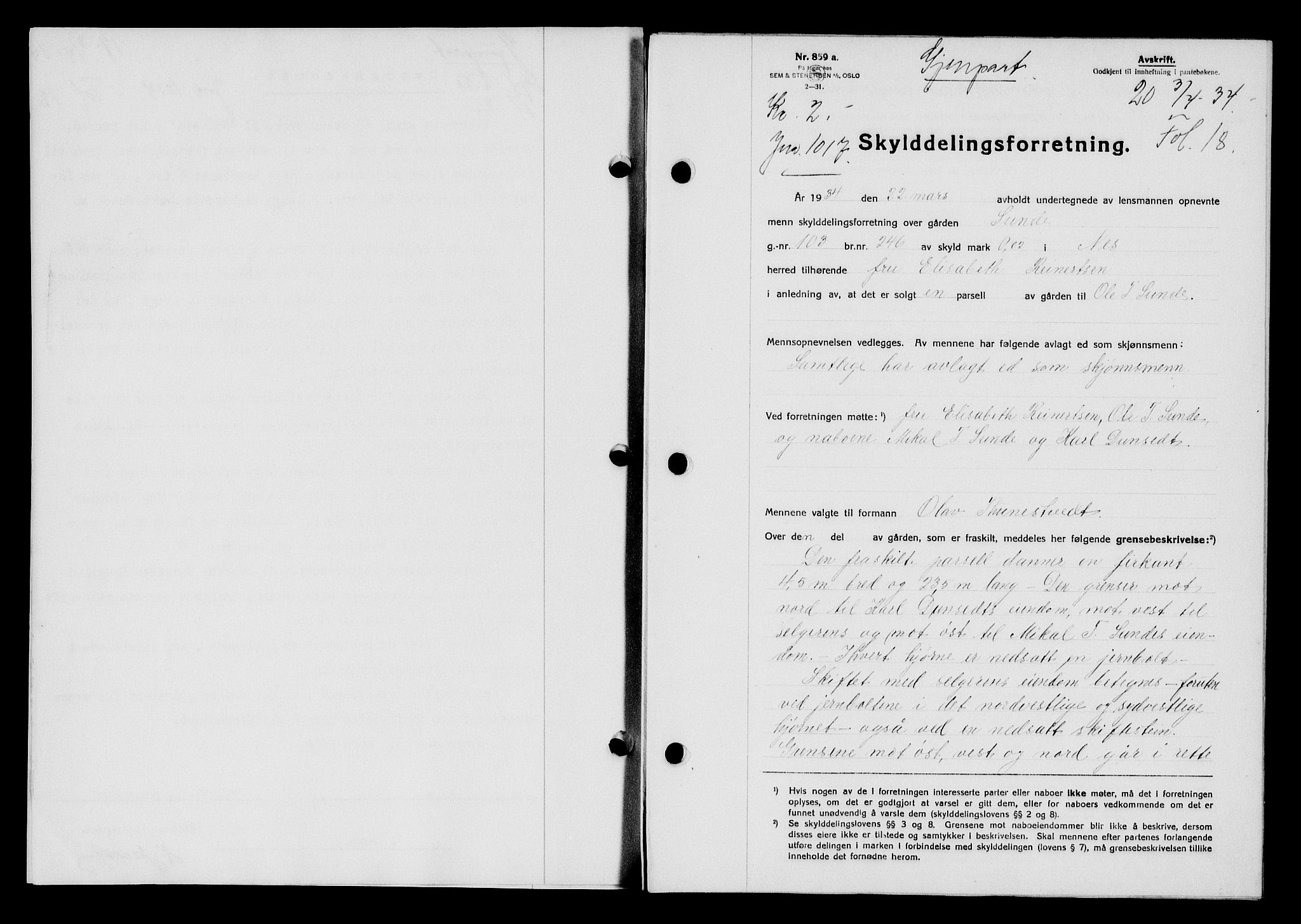 Flekkefjord sorenskriveri, SAK/1221-0001/G/Gb/Gba/L0051: Mortgage book no. 47, 1934-1935, Deed date: 03.04.1934