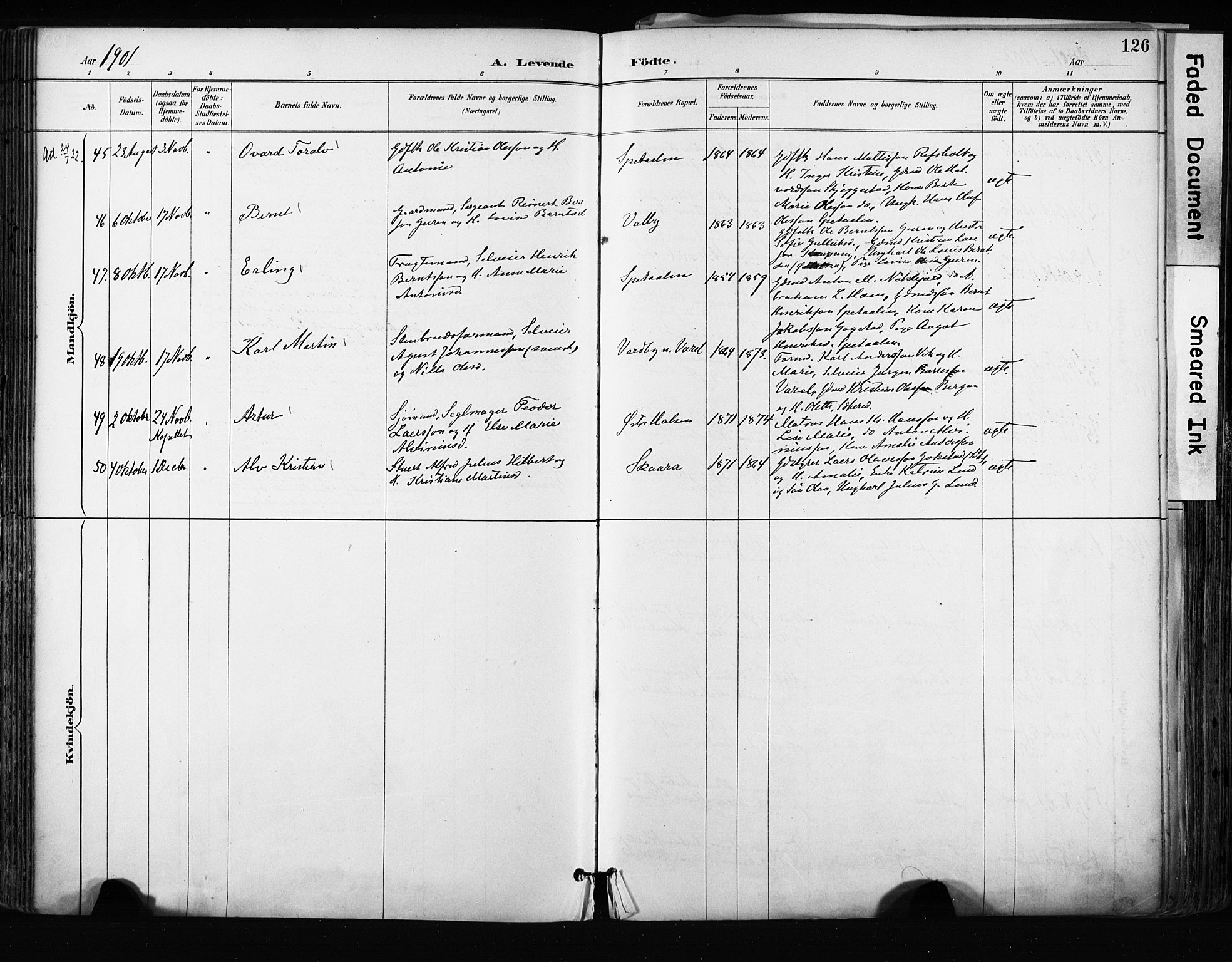 Tjølling kirkebøker, SAKO/A-60/F/Fa/L0009: Parish register (official) no. 9, 1887-1905, p. 126
