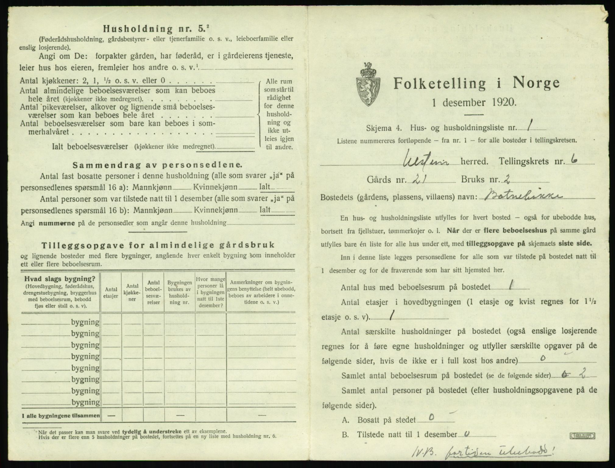 SAT, 1920 census for Ulstein, 1920, p. 444