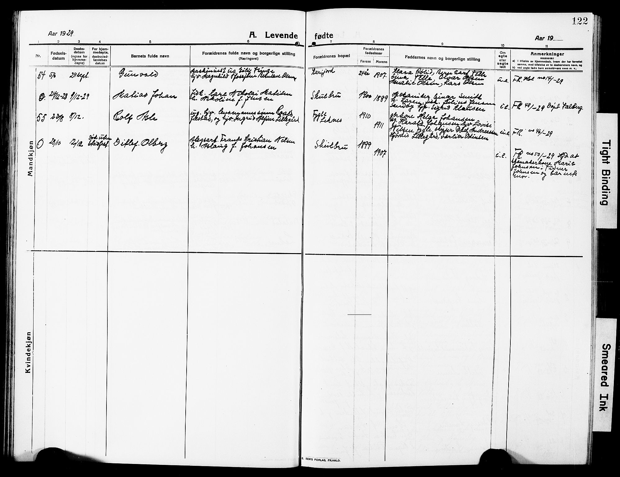 Ministerialprotokoller, klokkerbøker og fødselsregistre - Nordland, AV/SAT-A-1459/881/L1169: Parish register (copy) no. 881C06, 1912-1930, p. 122