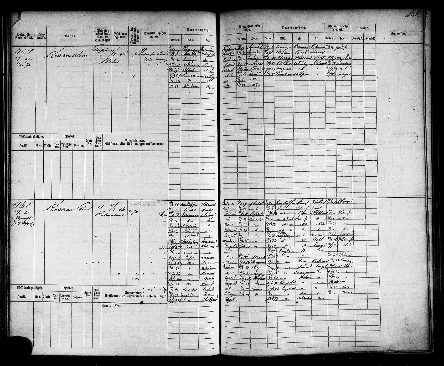 Holmestrand innrulleringskontor, AV/SAKO-A-1151/F/Fc/L0001: Hovedrulle, 1868-1872, p. 238