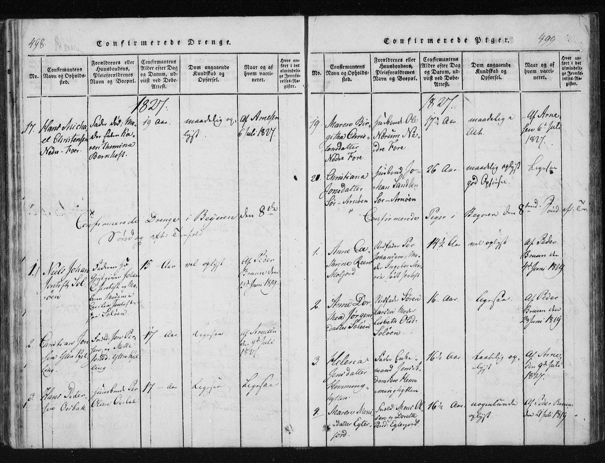 Ministerialprotokoller, klokkerbøker og fødselsregistre - Nordland, AV/SAT-A-1459/805/L0096: Parish register (official) no. 805A03, 1820-1837, p. 498-499