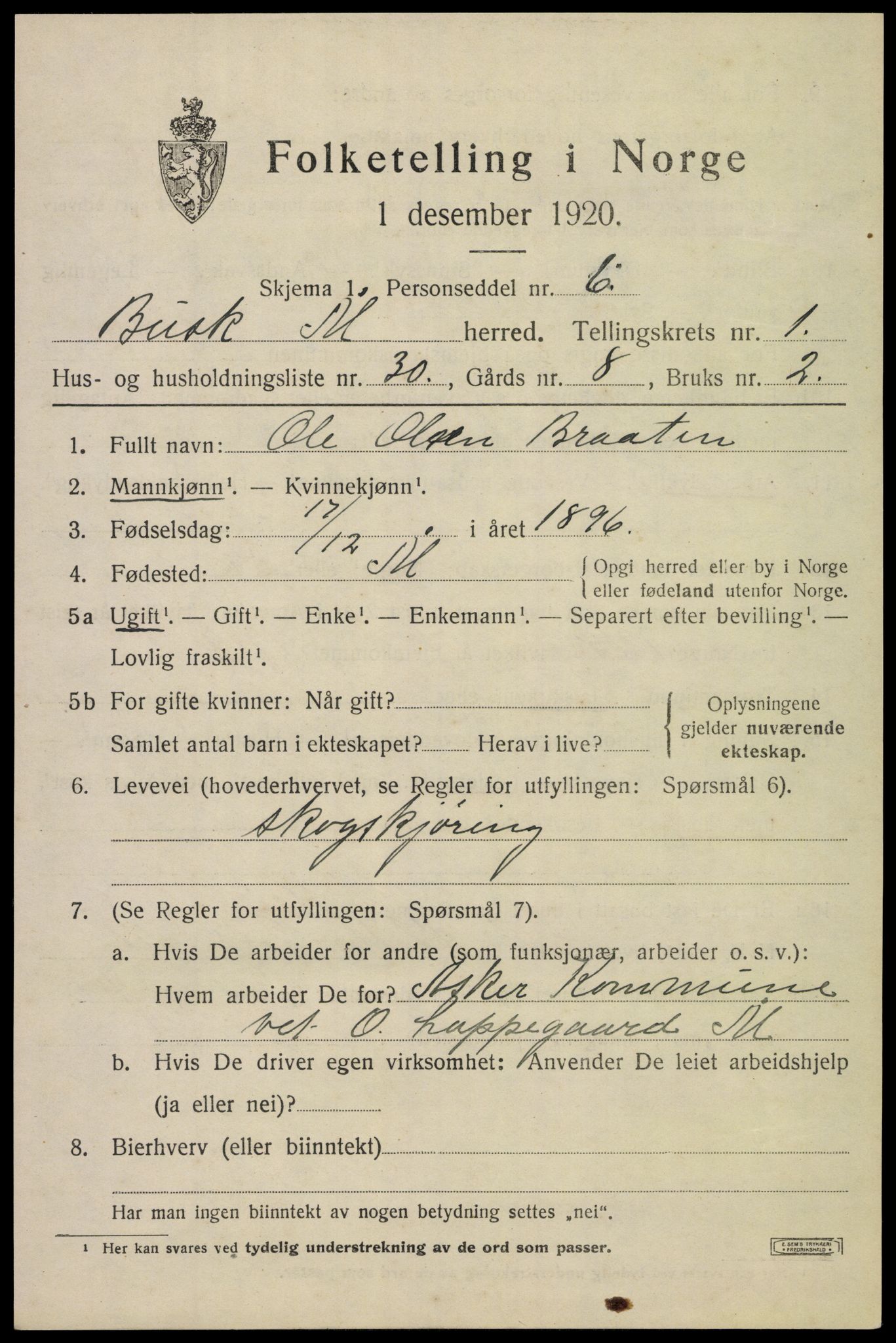 SAKO, 1920 census for Ål, 1920, p. 1770