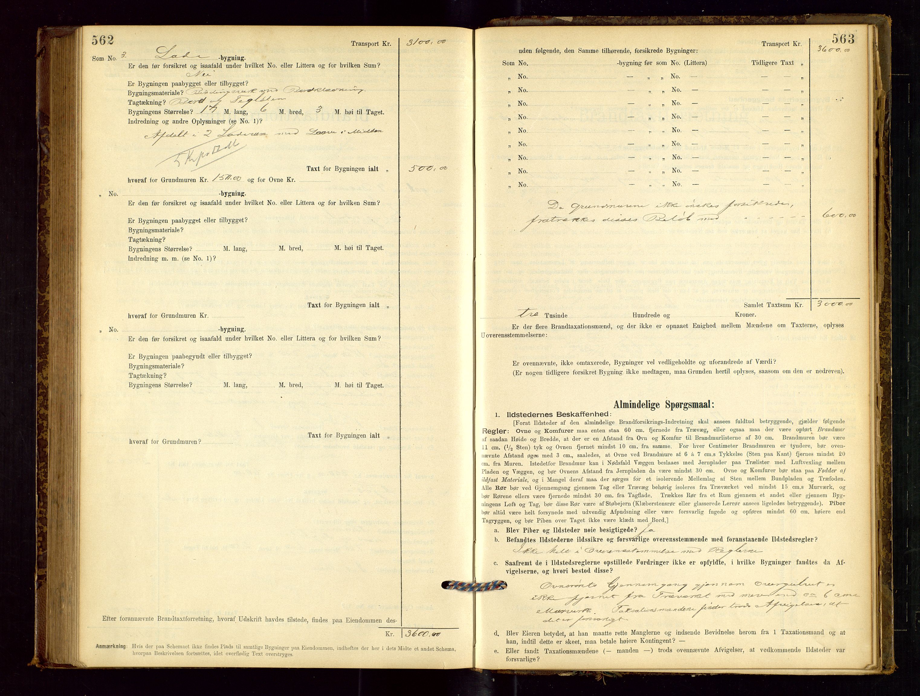 Sokndal lensmannskontor, AV/SAST-A-100417/Gob/L0001: "Brandtaxt-Protokol", 1895-1902, p. 562-563