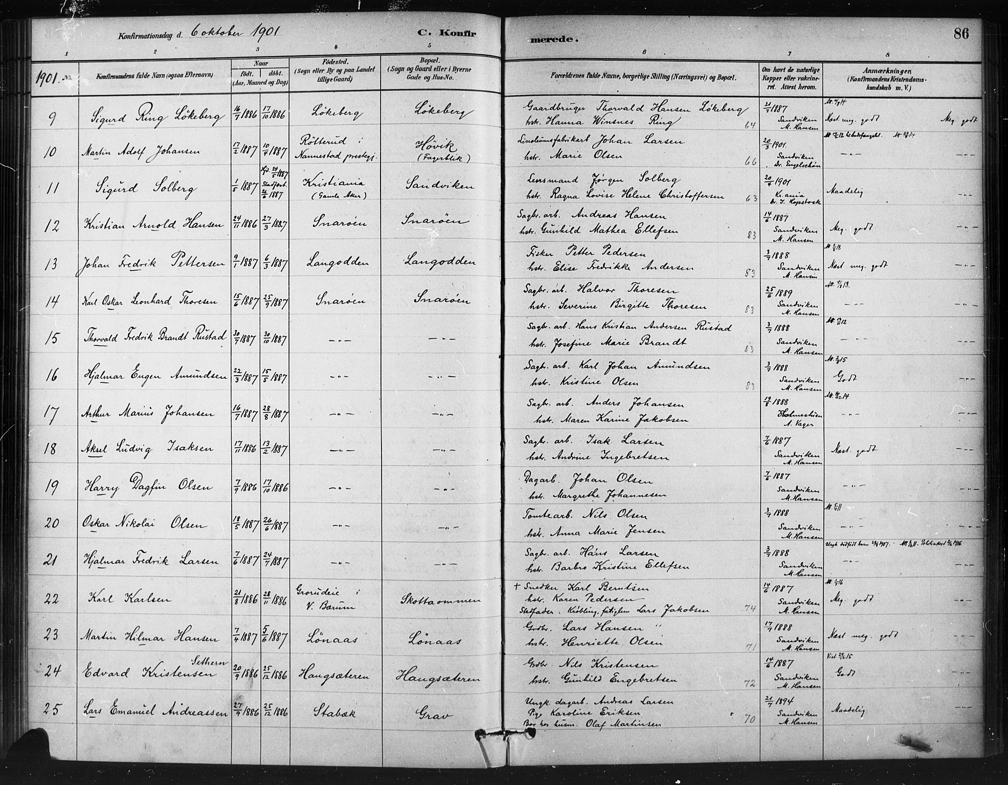 Asker prestekontor Kirkebøker, AV/SAO-A-10256a/F/Fc/L0002: Parish register (official) no. III 2, 1879-1904, p. 86