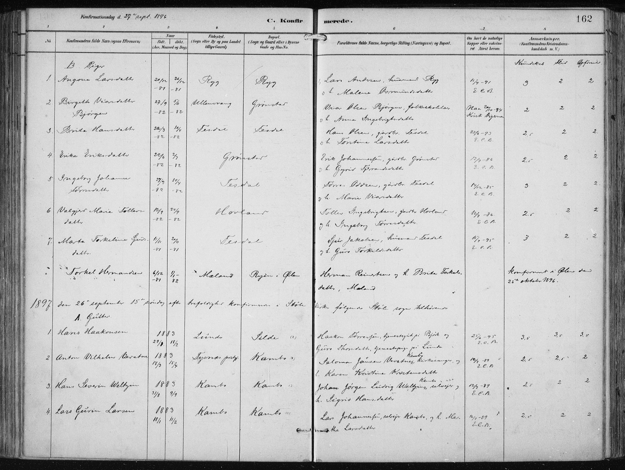 Etne sokneprestembete, AV/SAB-A-75001/H/Haa: Parish register (official) no. B  1, 1879-1919, p. 162