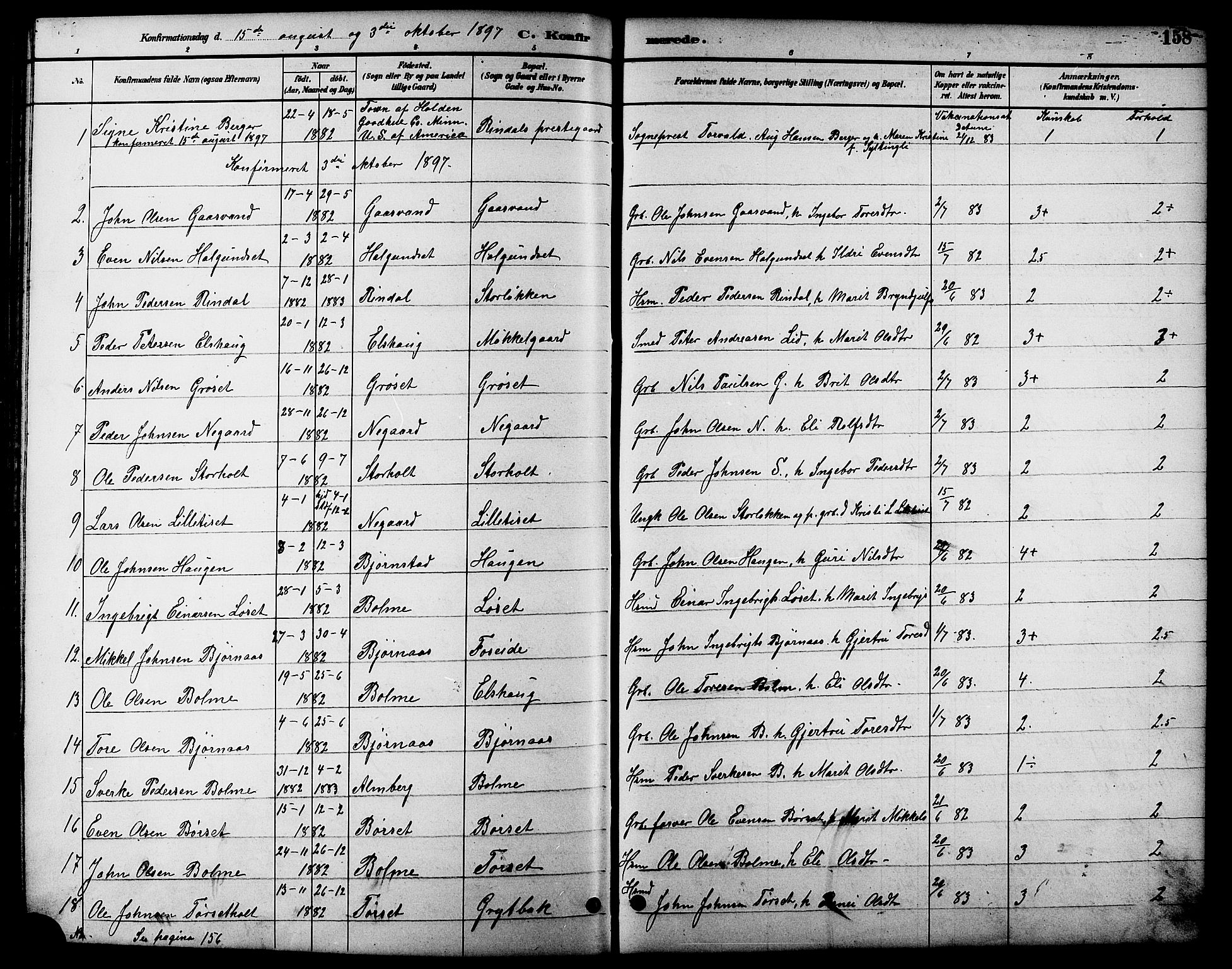 Ministerialprotokoller, klokkerbøker og fødselsregistre - Møre og Romsdal, AV/SAT-A-1454/598/L1078: Parish register (copy) no. 598C03, 1892-1909, p. 158