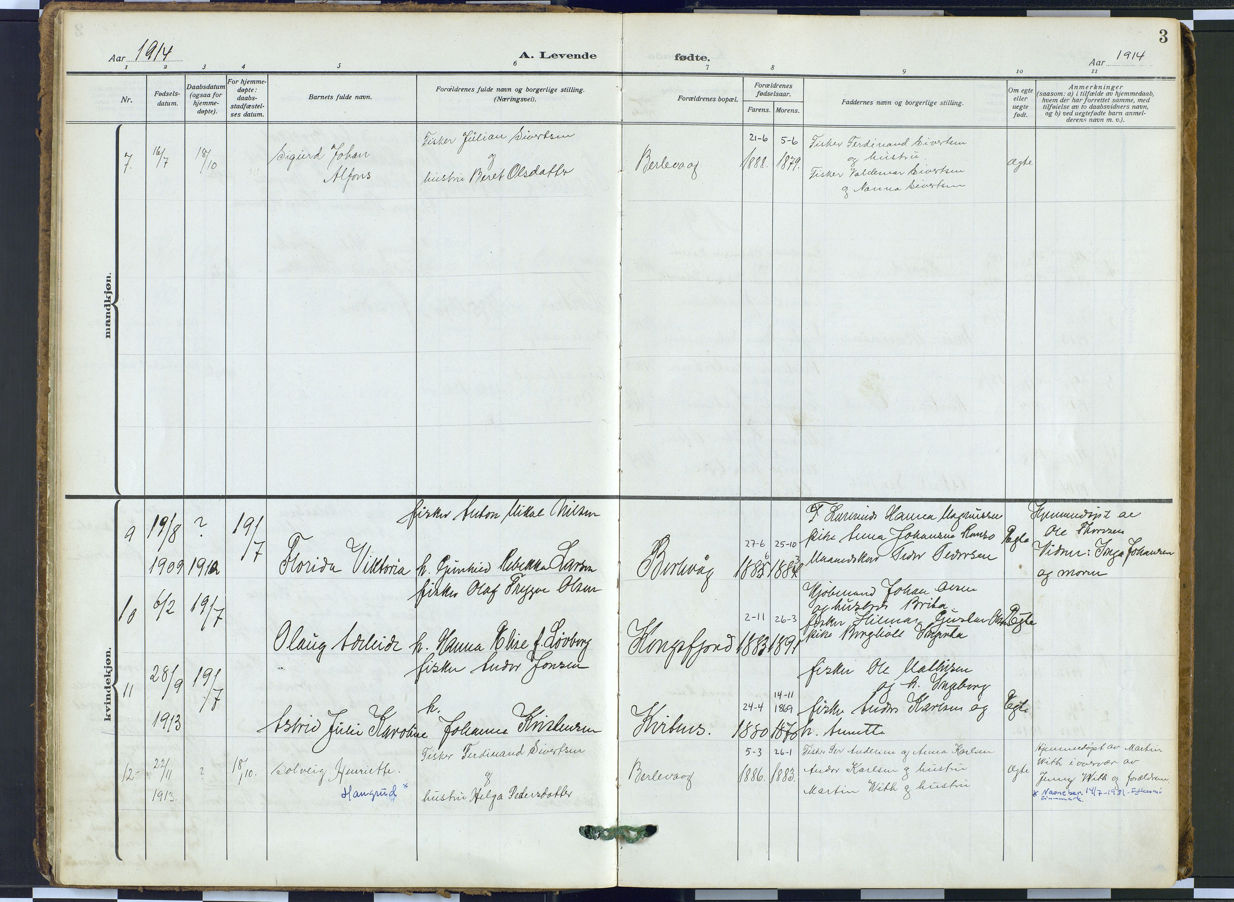 Tana sokneprestkontor, SATØ/S-1334/H/Ha: Parish register (official) no. 9, 1914-1930, p. 3