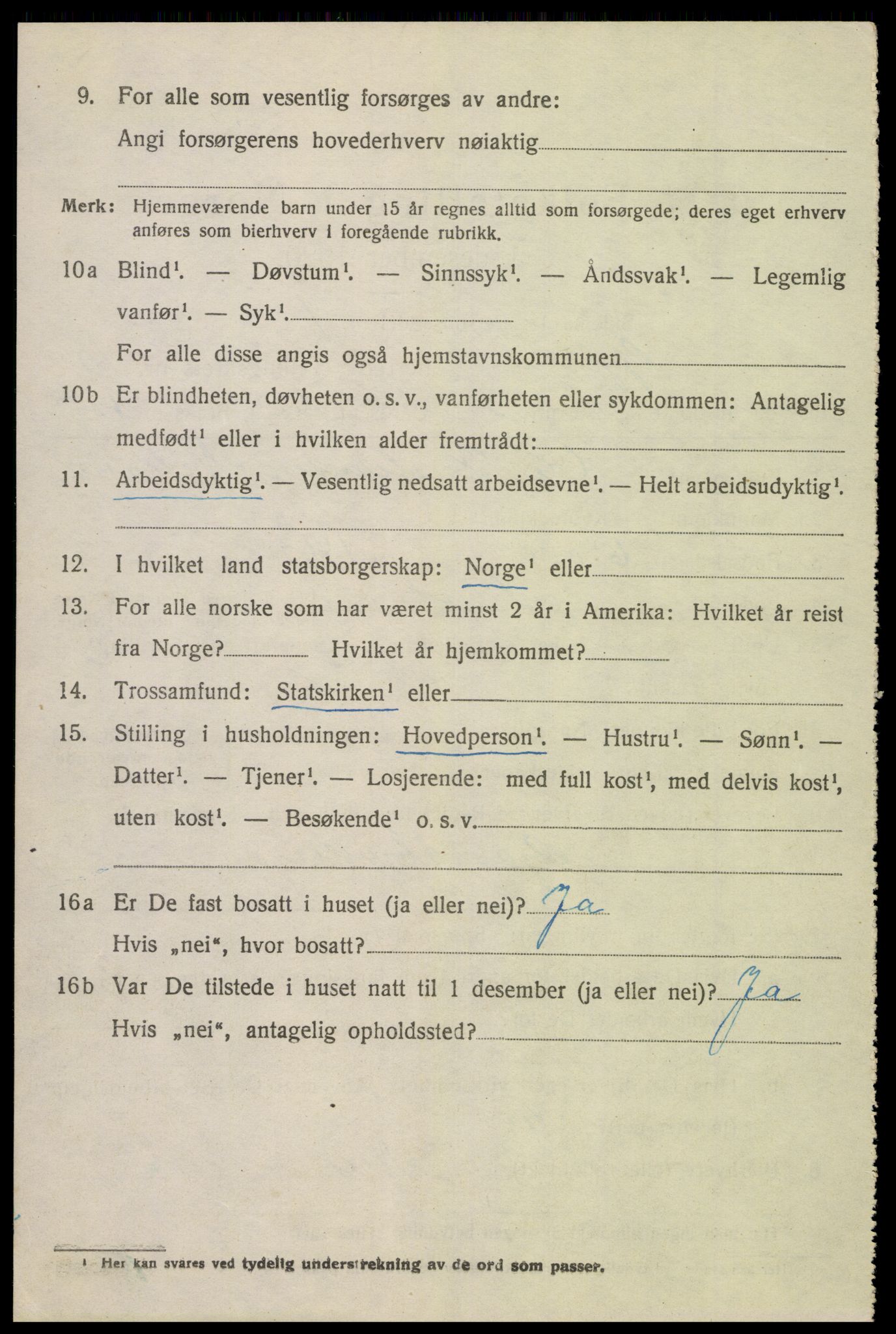 SAK, 1920 census for Gyland, 1920, p. 2195