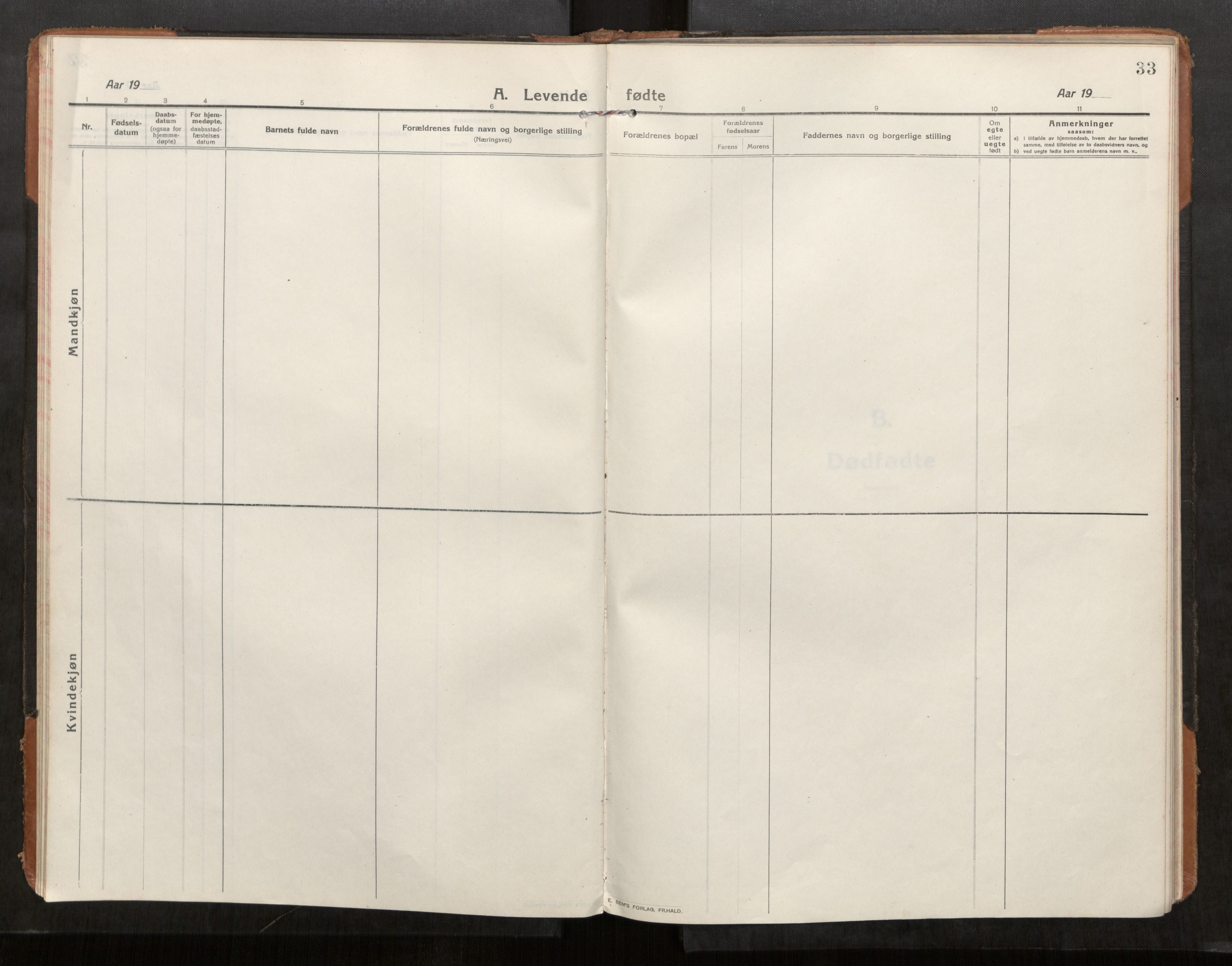 Stod sokneprestkontor, SAT/A-1164/1/I/I1/I1a/L0004: Parish register (official) no. 4, 1913-1933, p. 33