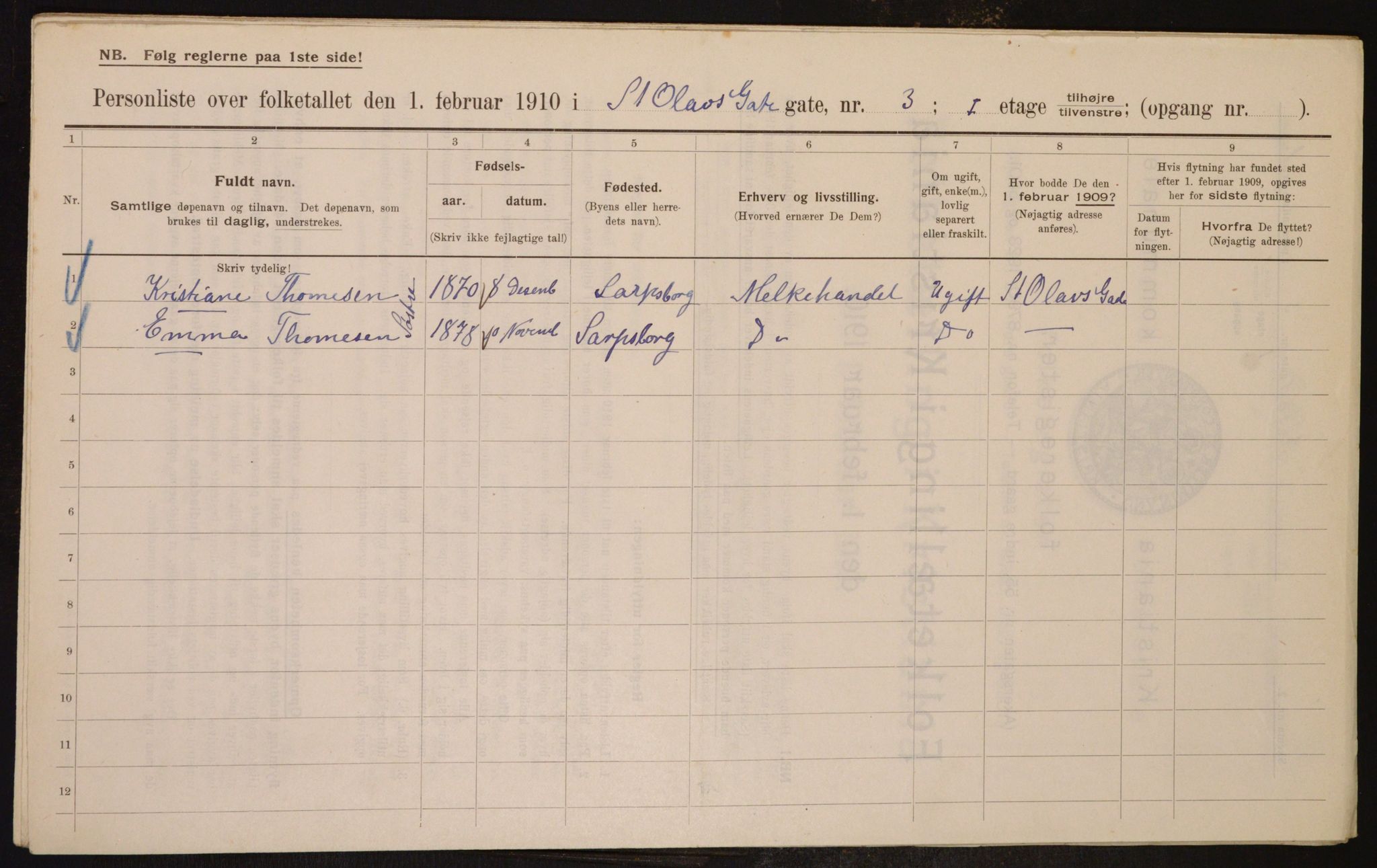 OBA, Municipal Census 1910 for Kristiania, 1910, p. 84090