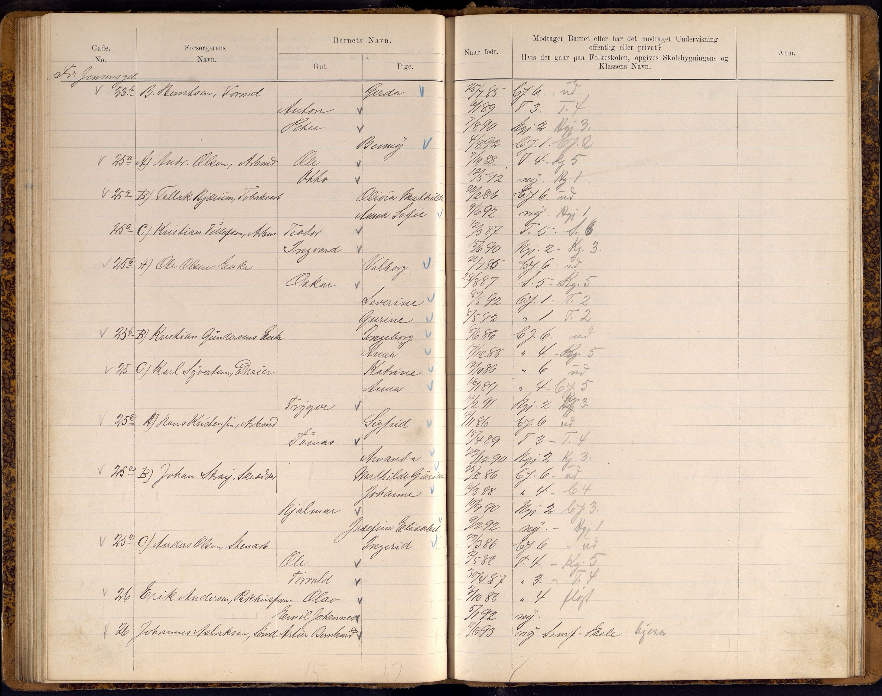 Kristiansand By - Skolekommisjonen/ -Styret, ARKSOR/1001KG510/J/Jb/L0009: Barnetelling, 1899