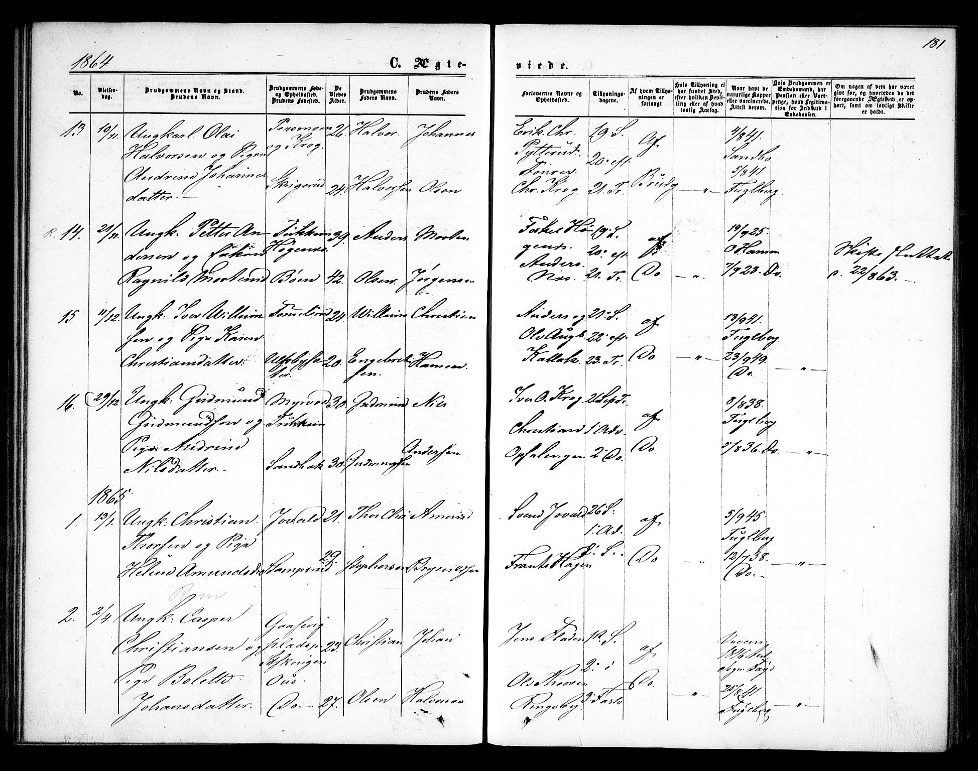 Rødenes prestekontor Kirkebøker, SAO/A-2005/F/Fa/L0007: Parish register (official) no. I 7, 1860-1869, p. 181
