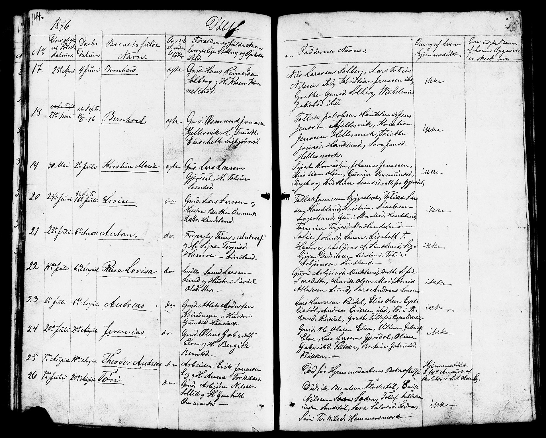 Lund sokneprestkontor, AV/SAST-A-101809/S07/L0003: Parish register (copy) no. B 3, 1848-1885, p. 144