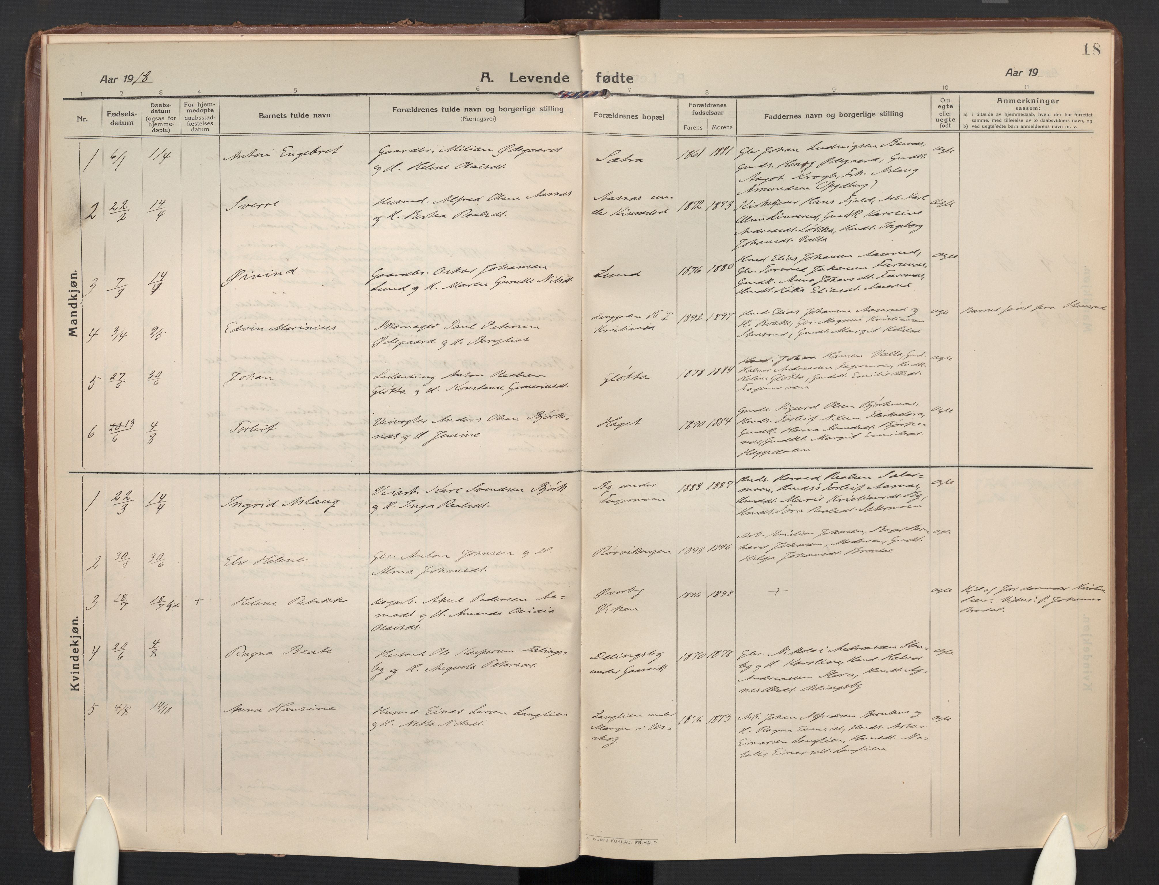 Høland prestekontor Kirkebøker, SAO/A-10346a/F/Fc: Parish register (official) no. III 4, 1912-1924, p. 18