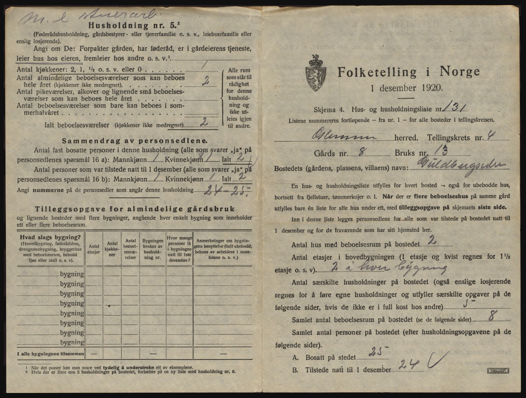 SAO, 1920 census for Glemmen, 1920, p. 889