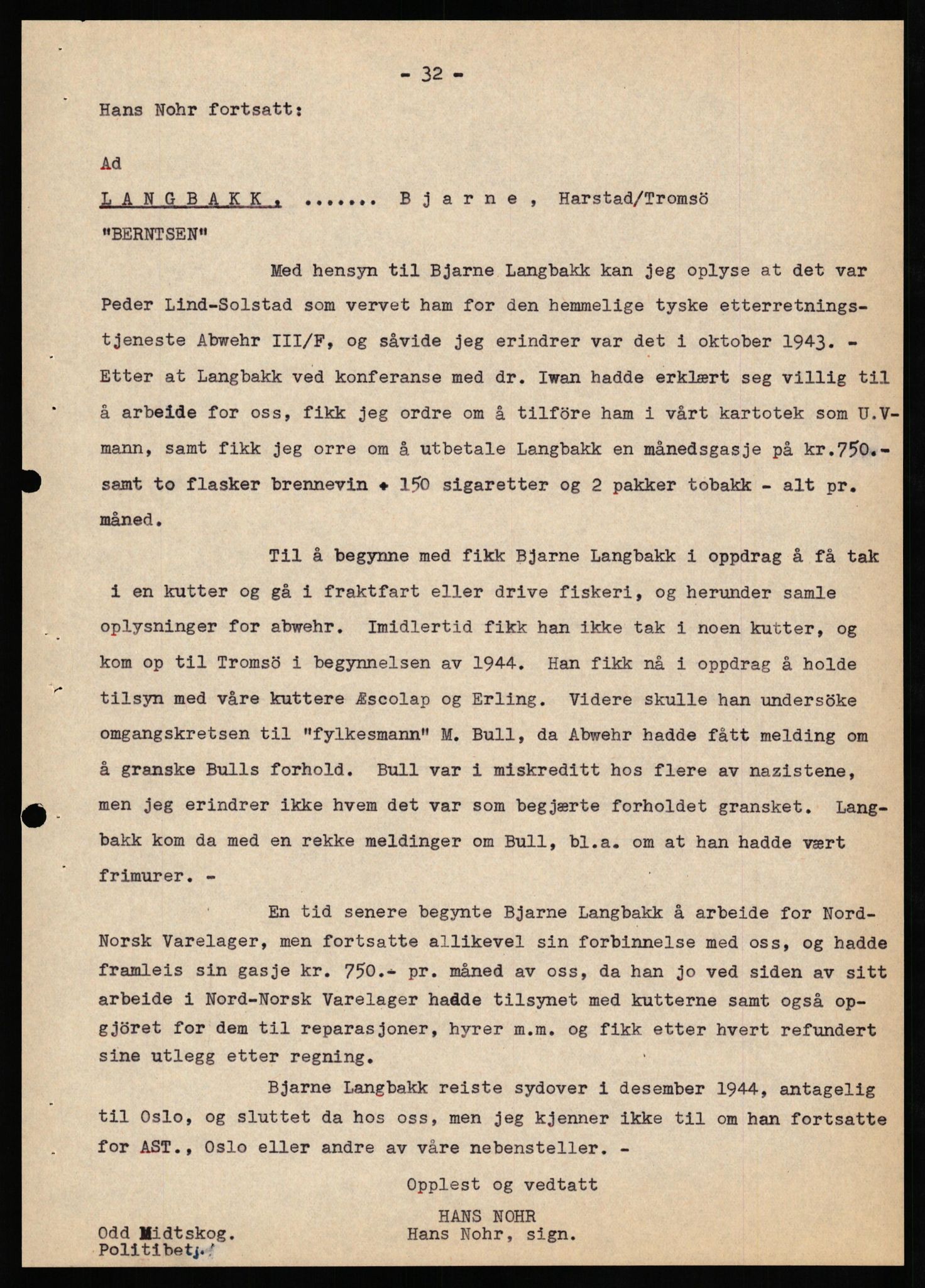 Forsvaret, Forsvarets overkommando II, AV/RA-RAFA-3915/D/Db/L0024: CI Questionaires. Tyske okkupasjonsstyrker i Norge. Tyskere., 1945-1946, p. 280