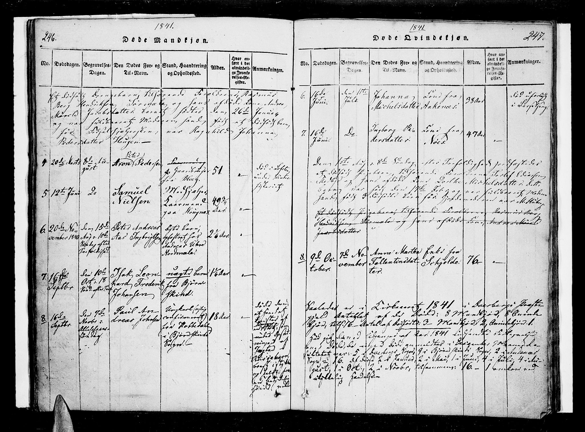 Ministerialprotokoller, klokkerbøker og fødselsregistre - Nordland, AV/SAT-A-1459/897/L1395: Parish register (official) no. 897A03, 1820-1841, p. 246-247