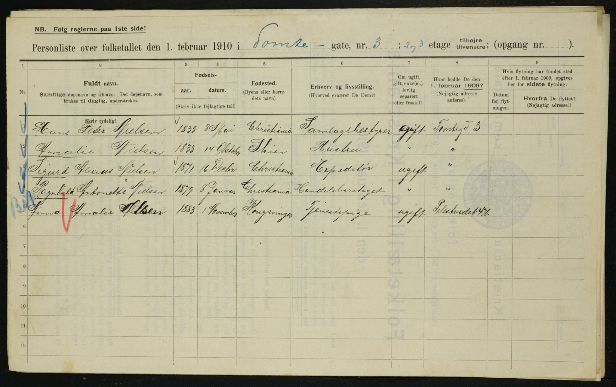 OBA, Municipal Census 1910 for Kristiania, 1910, p. 107649