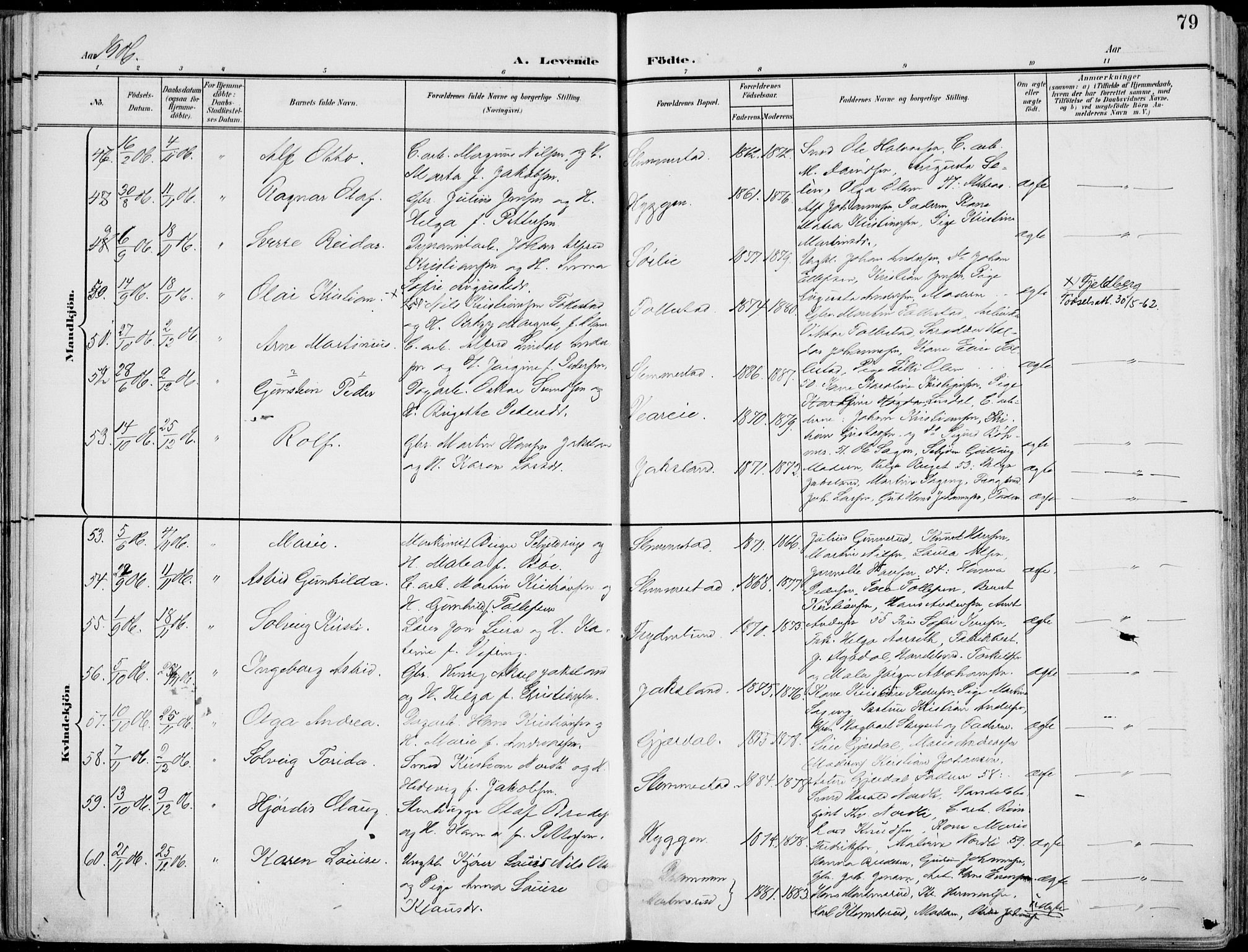 Røyken kirkebøker, AV/SAKO-A-241/F/Fa/L0009: Parish register (official) no. 9, 1898-1911, p. 79