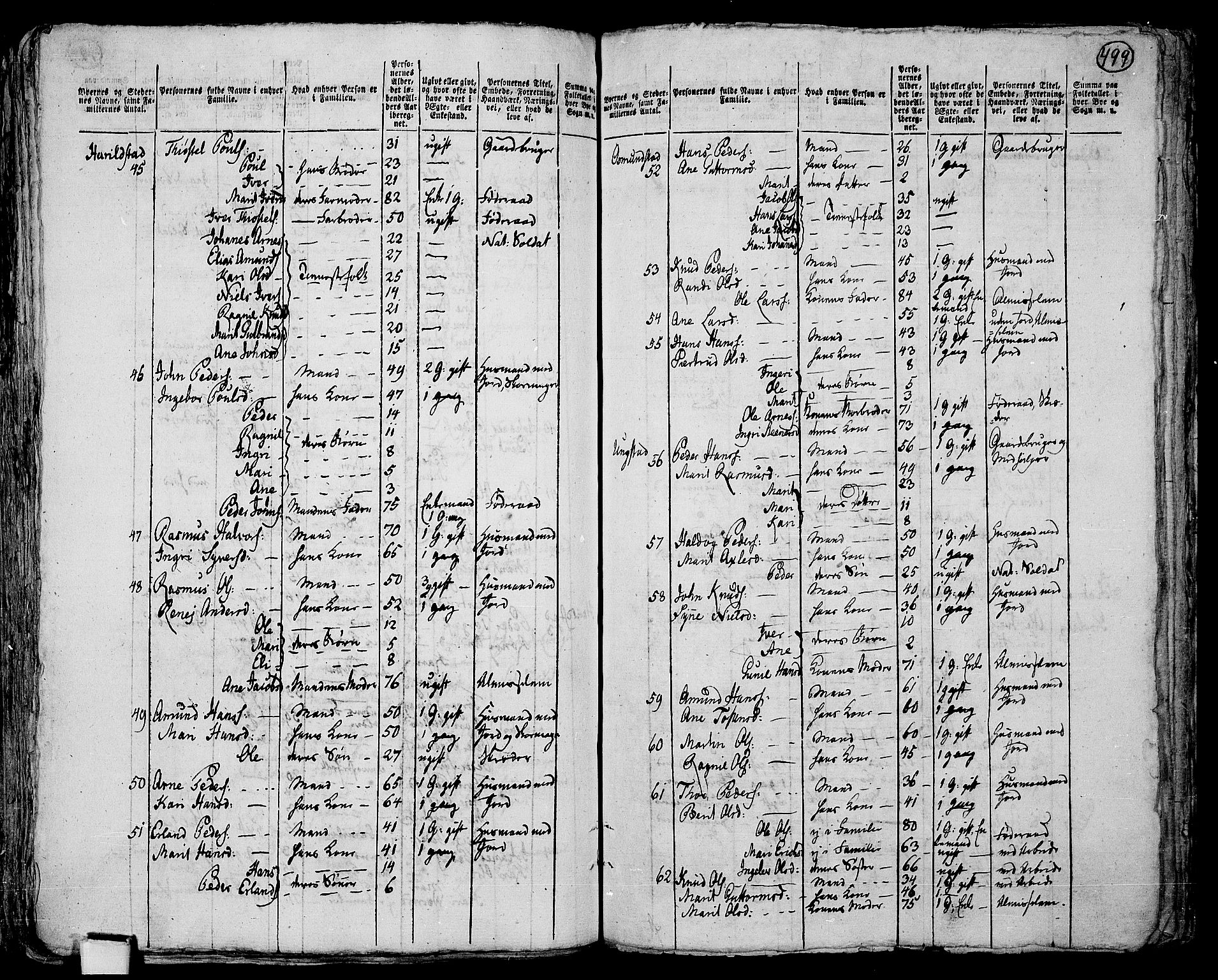 RA, 1801 census for 0518P Fron, 1801, p. 498b-499a