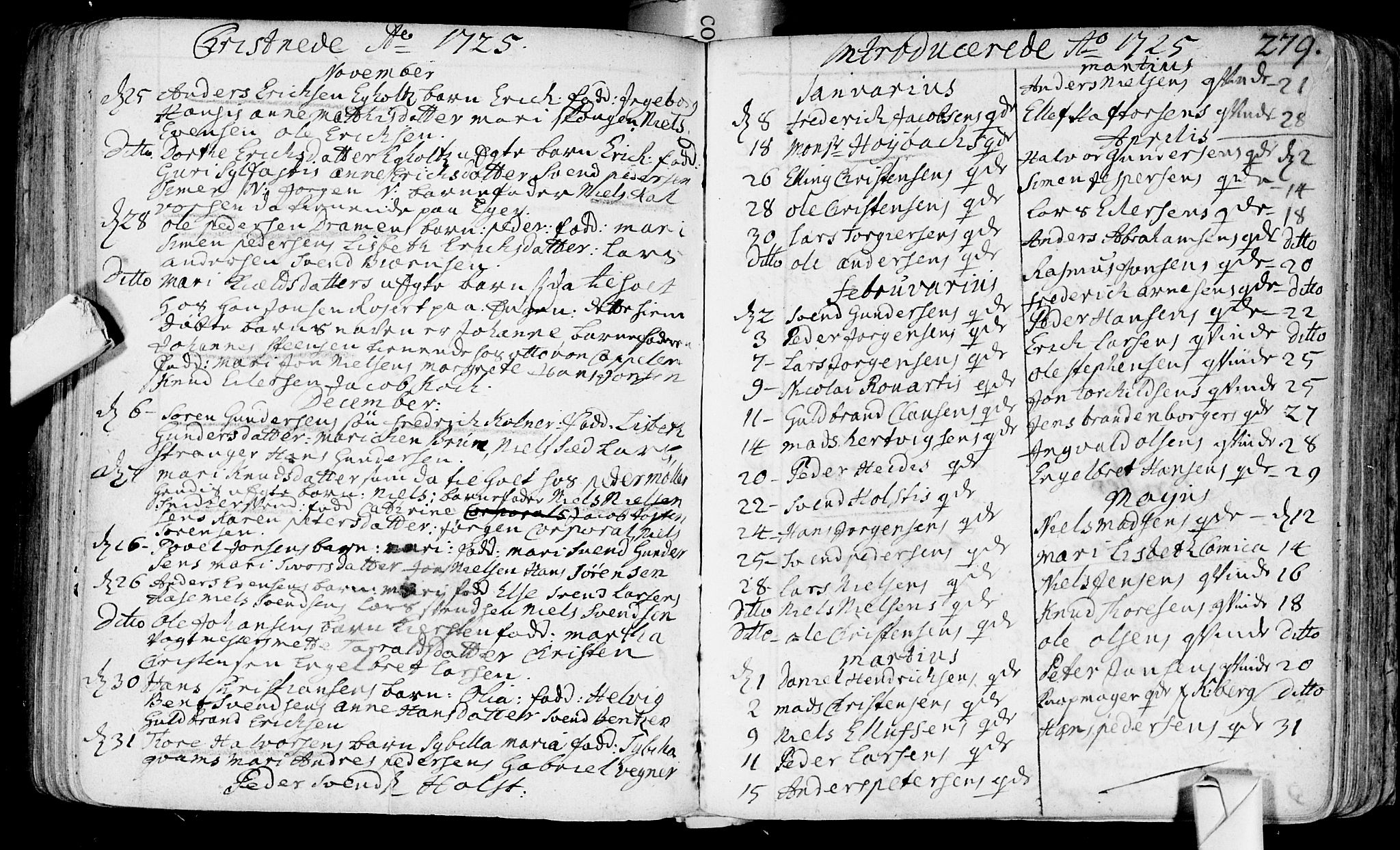 Bragernes kirkebøker, SAKO/A-6/F/Fa/L0003: Parish register (official) no. I 3, 1706-1734, p. 279