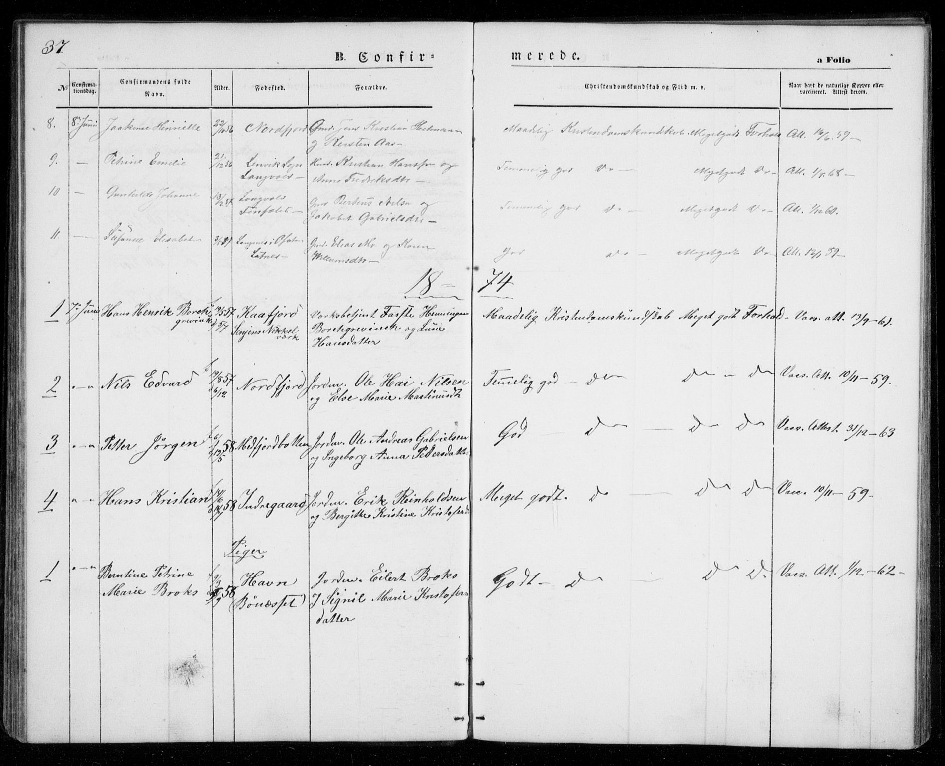 Berg sokneprestkontor, SATØ/S-1318/G/Ga/Gab/L0002klokker: Parish register (copy) no. 2, 1851-1874, p. 37