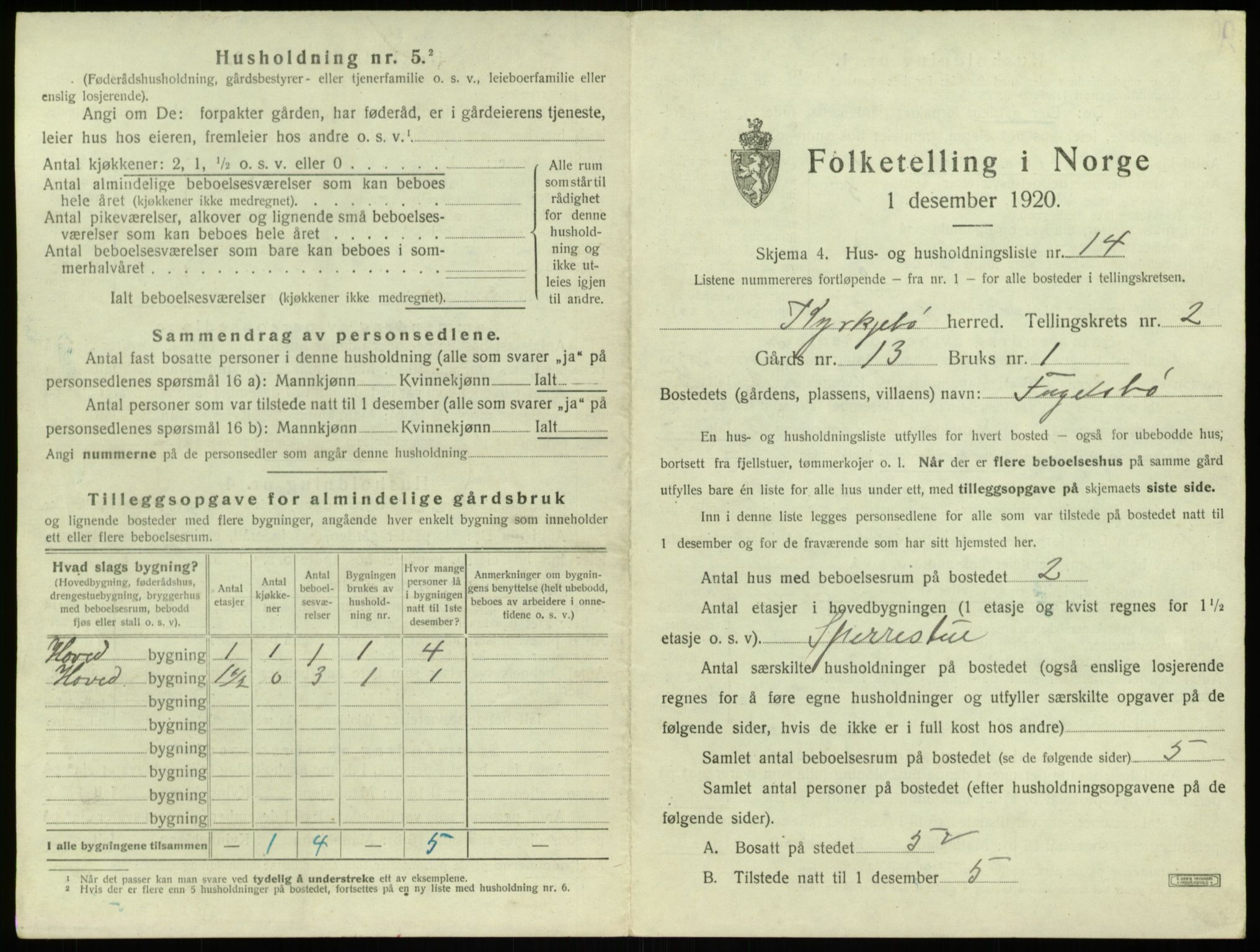 SAB, 1920 census for Kyrkjebø, 1920, p. 112