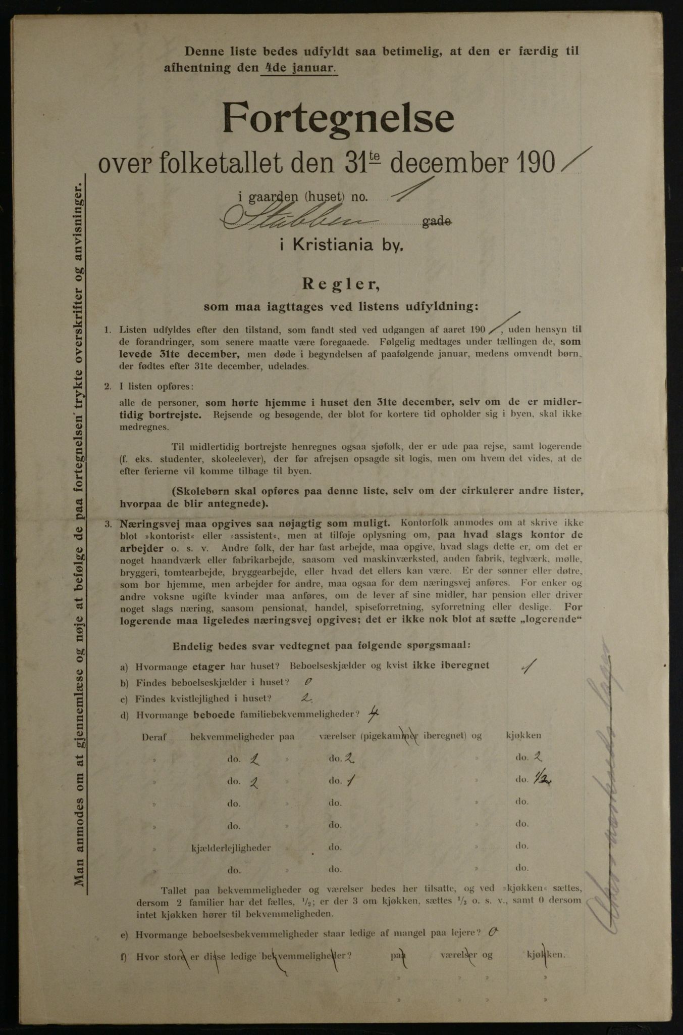 OBA, Municipal Census 1901 for Kristiania, 1901, p. 16101