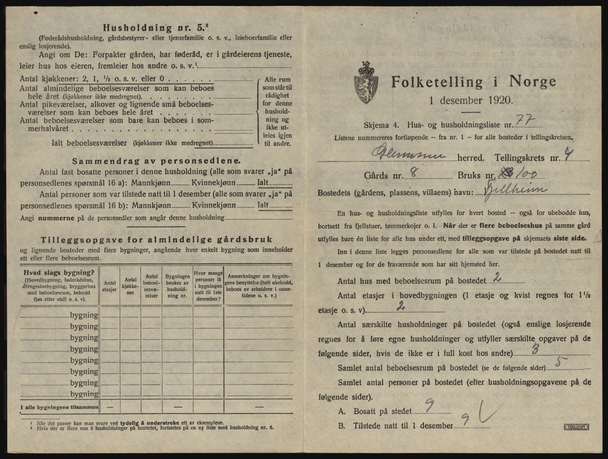 SAO, 1920 census for Glemmen, 1920, p. 781