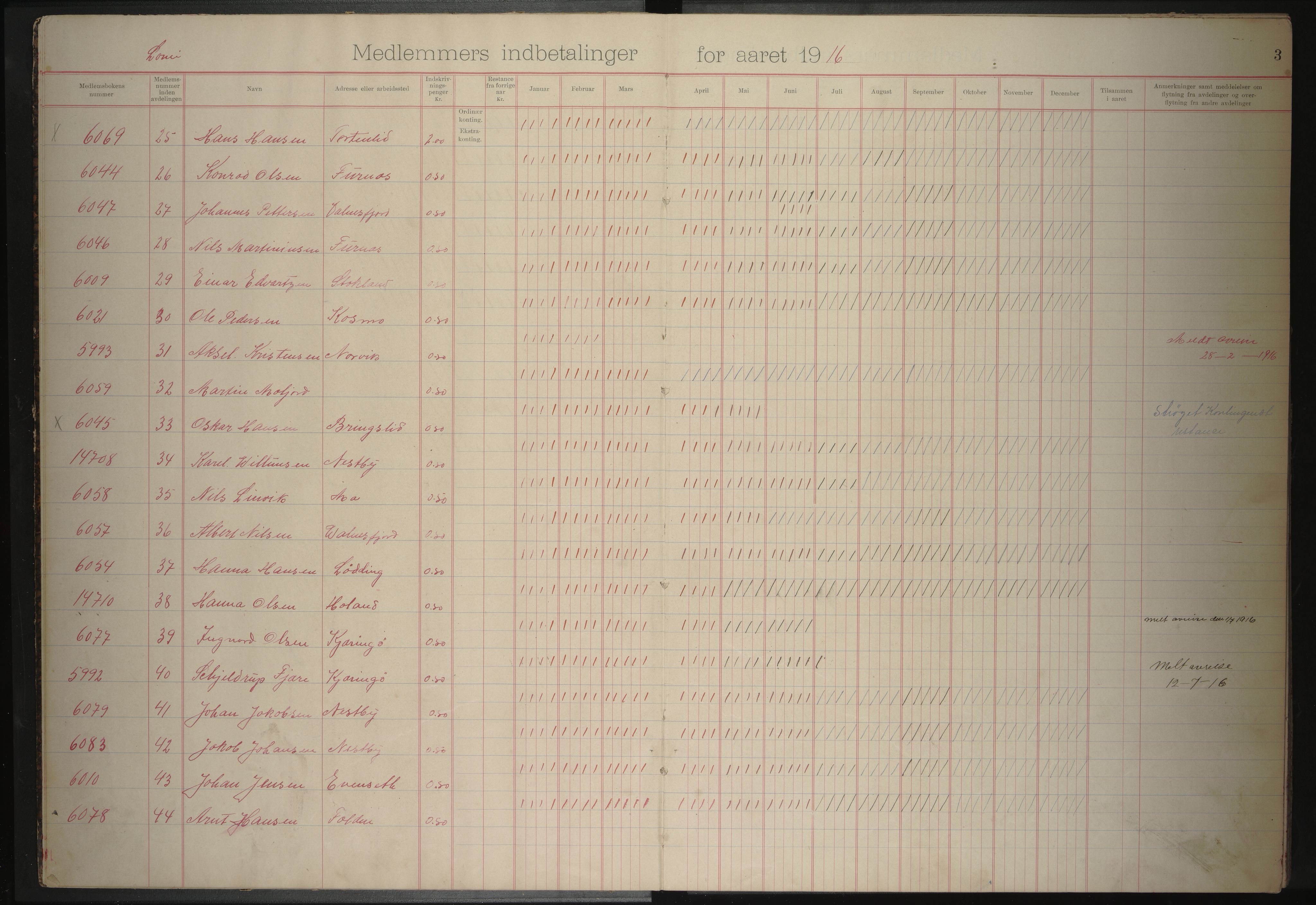 Sandnes arbeiderforening avd. 221 av Norsk Arbeidsmandsforbund, AIN/A23-115/P/Pa/L0002: Medlemsprotokoll, 1916-1920